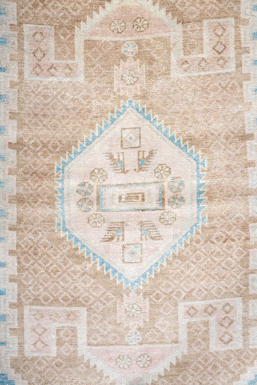 4' x 6' one-of-a-kind handmade antique Hamadan small size rug. Color palette: ivory, sky_blue, beige, taupe, camel
