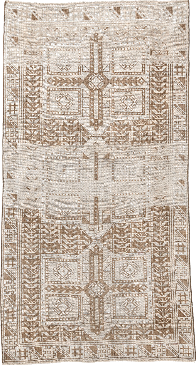 3' x 4' one-of-a-kind handmade vintage Anatolian small size rug. Color palette: antiquewhite, brown, floral white, gainsboro