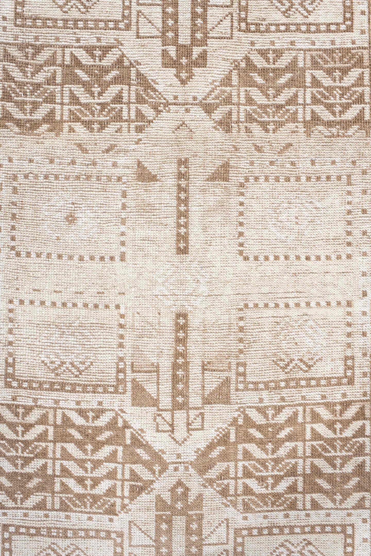 3' x 4' one-of-a-kind handmade antique Anatolian small size rug. Color palette: ivory, taupe, camel, beige, gray