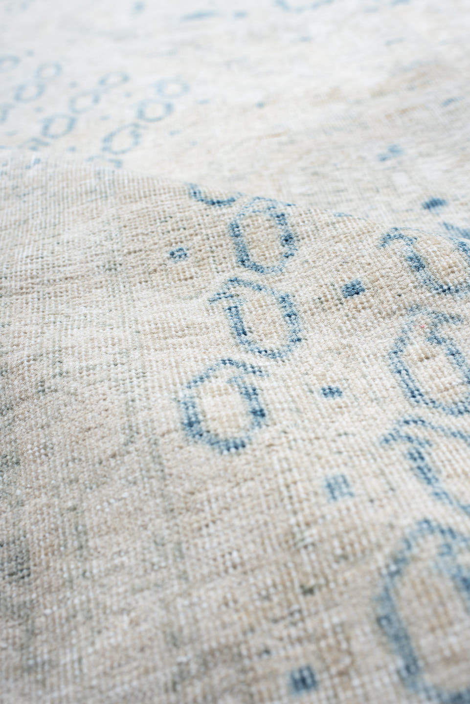 5' x 6' one-of-a-kind handmade antique Afshar rug. Color palette: ivory, sky blue, beige, cream, taupe, light blue, gray
