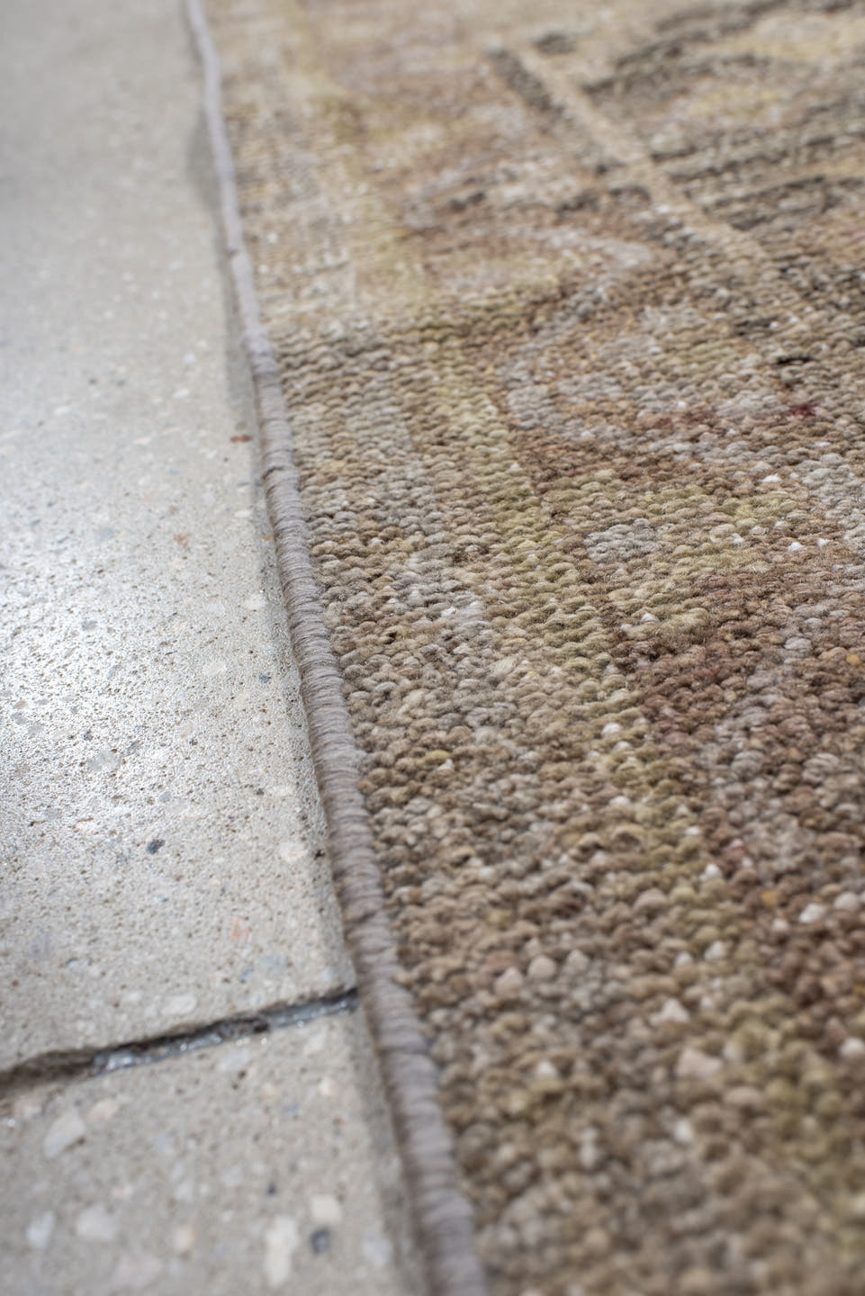 4' x 10' one-of-a-kind handmade antique Sarab runner rug. Color palette: ivory, camel, taupe, rose, charcoal, sage, tan