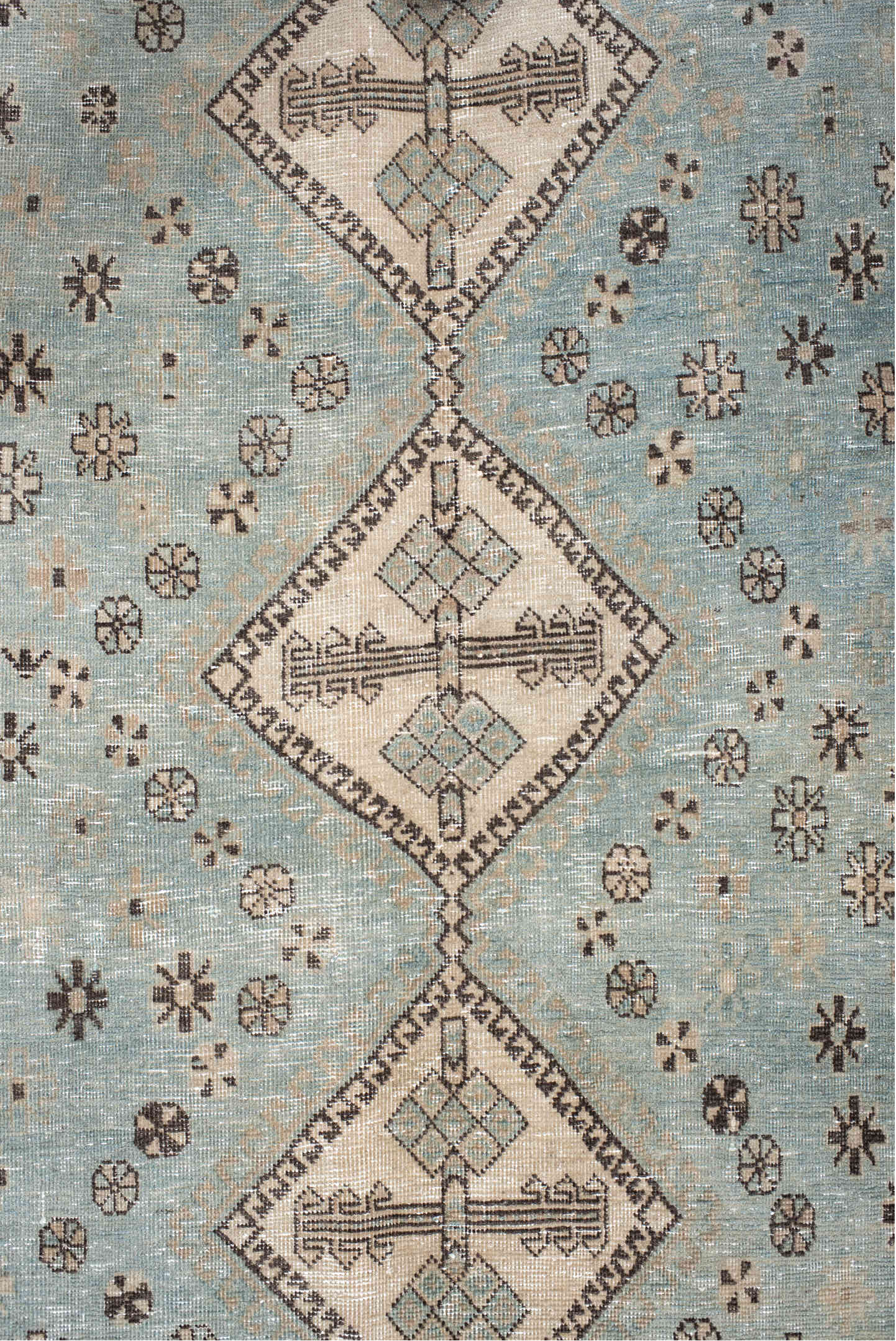 5' x 7' one-of-a-kind handmade vintage Afshar rug. Color palette: black, brown, gainsboro, gray, light gray, off-white