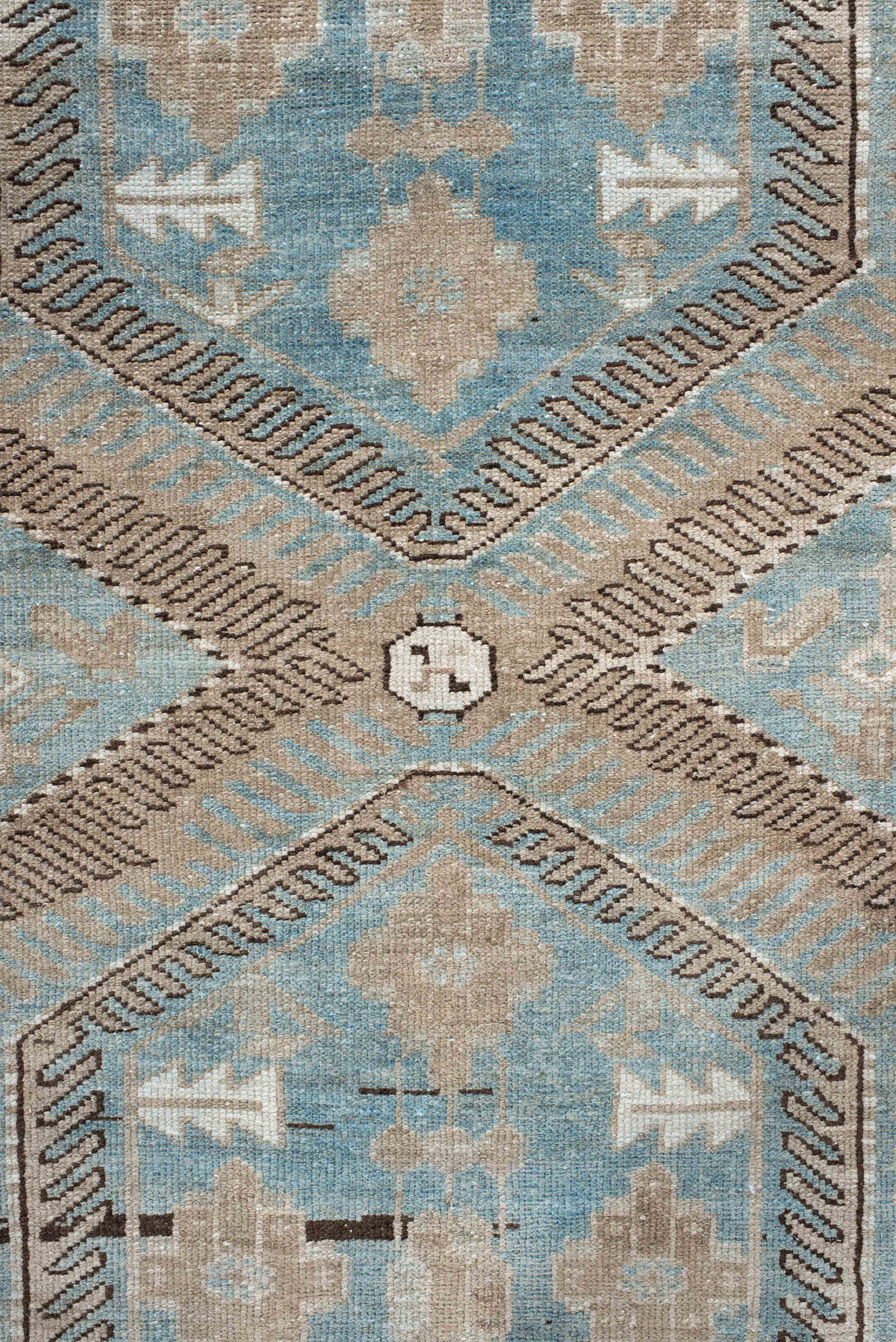 3' x 10' one-of-a-kind handmade antique Malayer runner rug. Color palette: ivory, sky blue, taupe, brown, beige, light blue