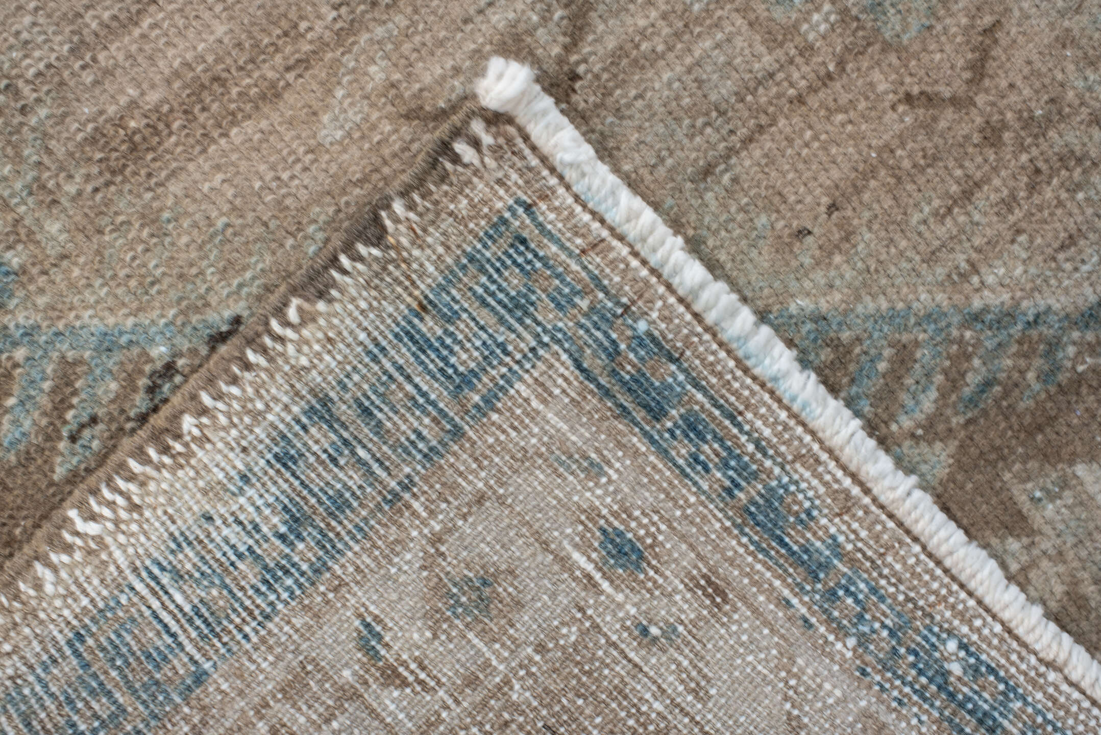 3' x 10' one-of-a-kind handmade antique Malayer runner rug. Color palette: ivory, sky blue, taupe, brown, beige, light blue