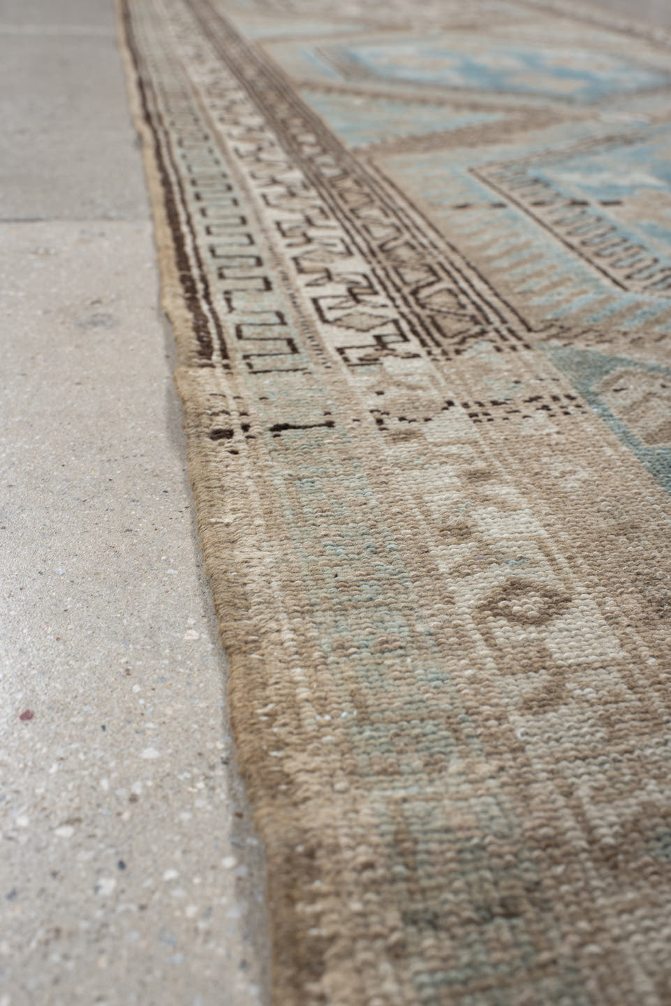 3' x 10' one-of-a-kind handmade antique Malayer runner rug. Color palette: ivory, sky blue, taupe, brown, beige, light blue