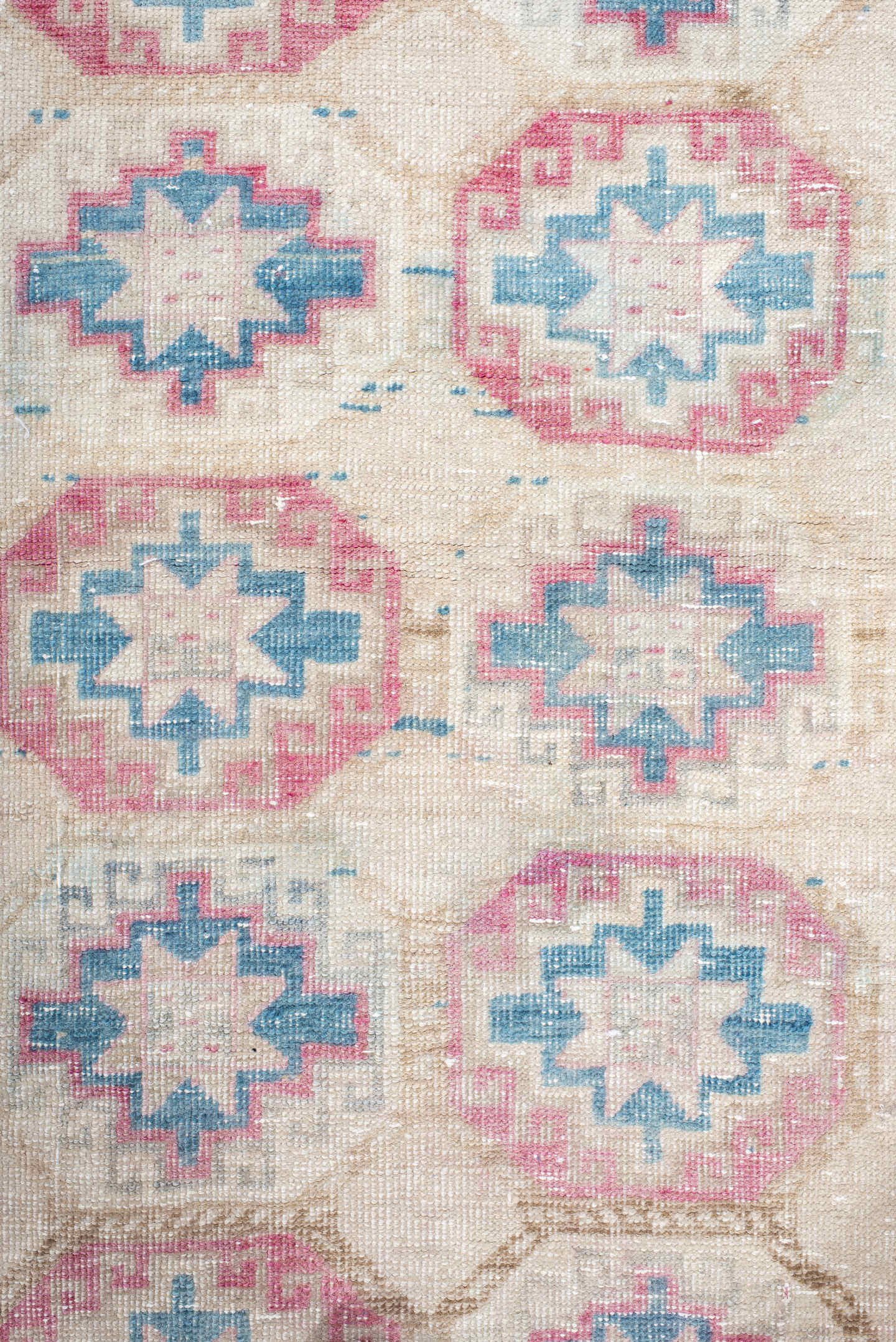 3' x 10' one-of-a-kind handmade antique Sarab runner rug. Color palette: ivory, sky blue, rose, beige, taupe, light blue