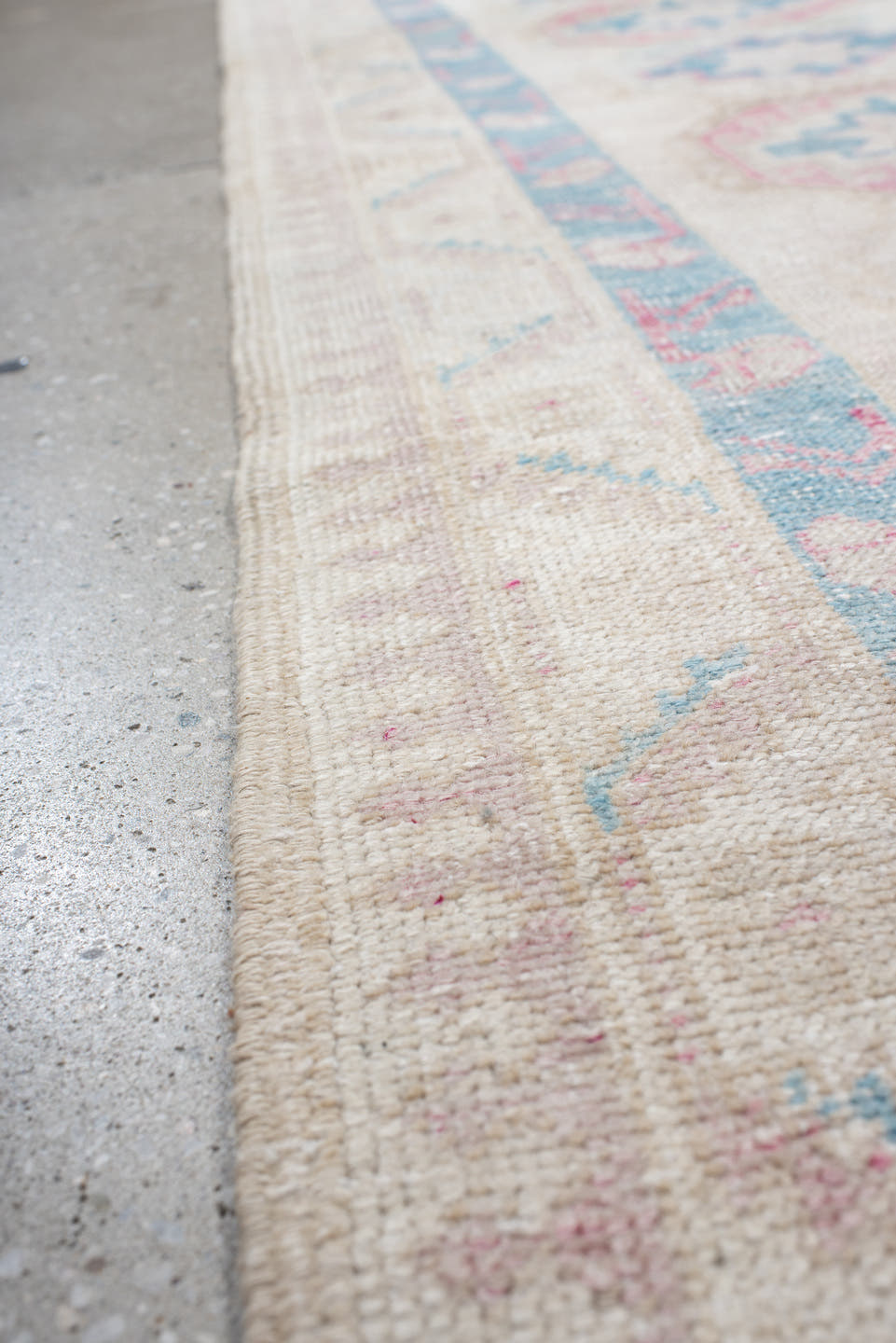 3' x 10' one-of-a-kind handmade antique Sarab runner rug. Color palette: ivory, sky blue, rose, beige, taupe, light blue