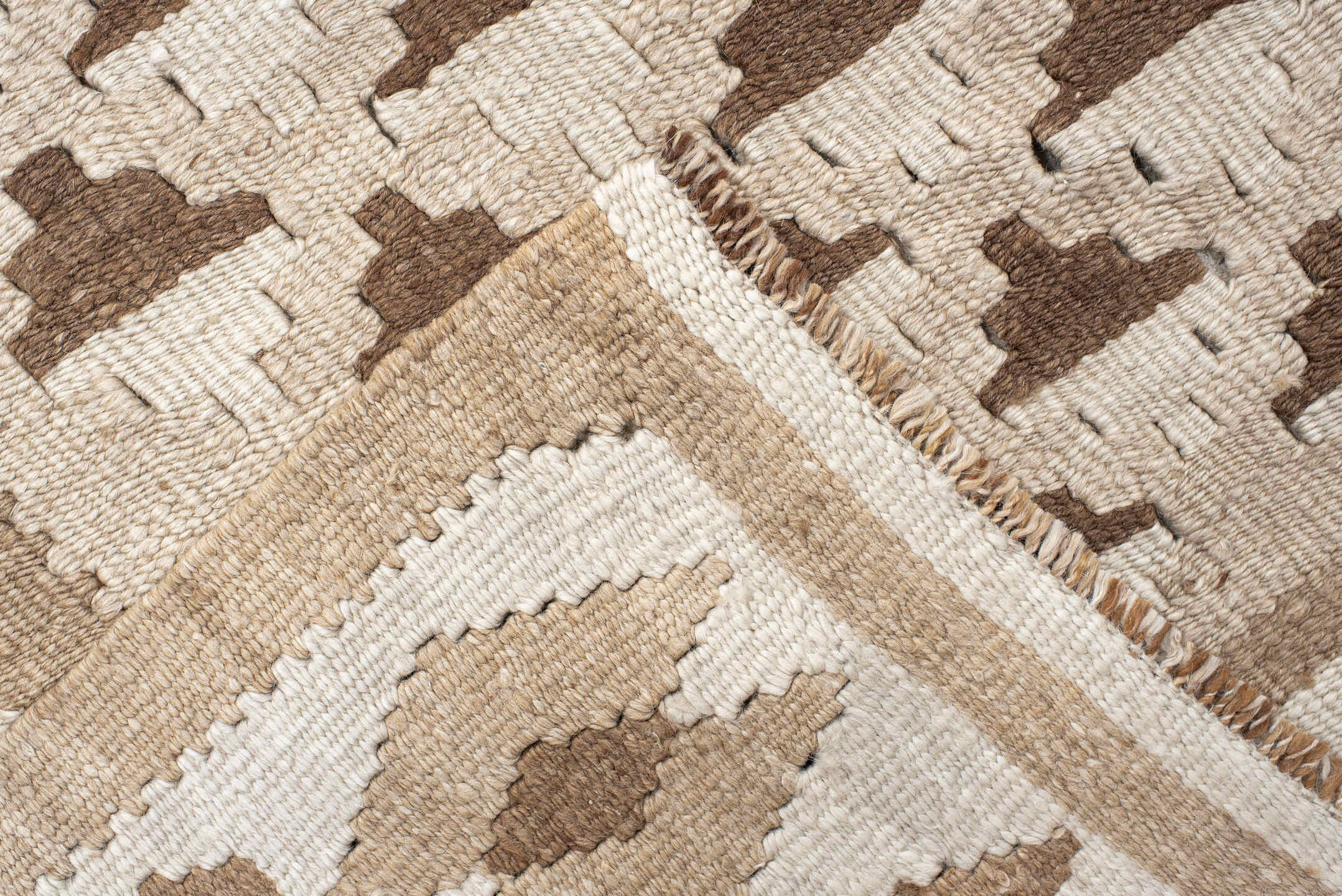 6' x 10' one-of-a-kind handmade antique Kilim large size rug. Color palette: ivory, taupe, brown, beige, camel, gray