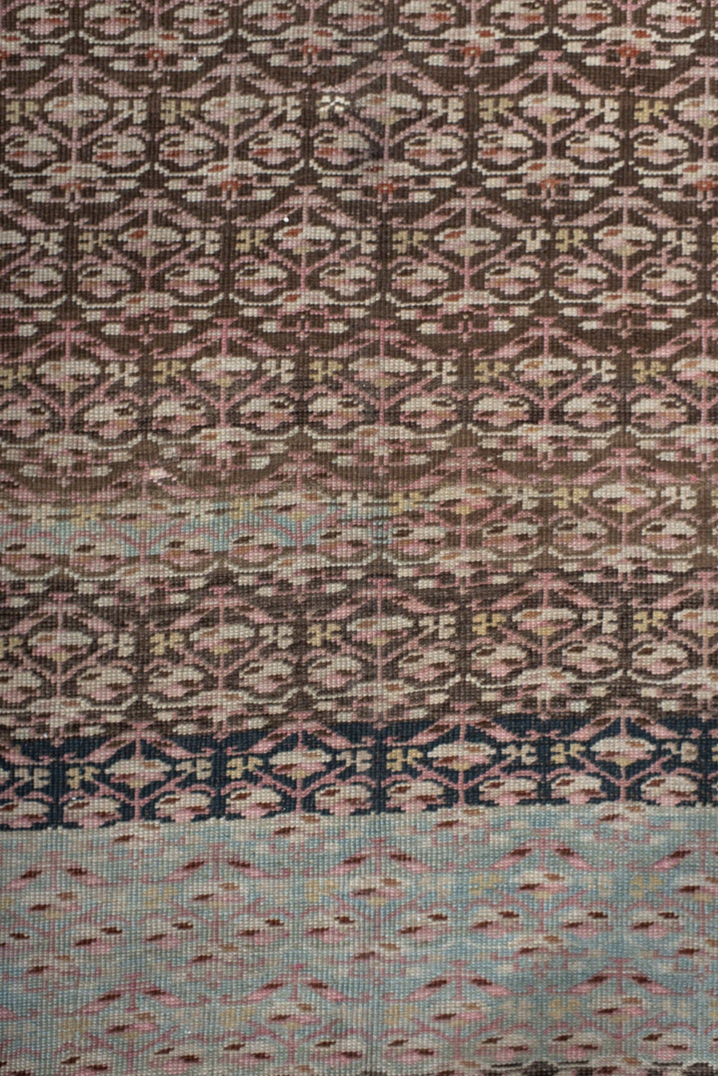 5' x 10' one-of-a-kind handmade antique NW Persian medium size rug. Color palette: ivory, brown, sky blue, taupe, rose, rust
