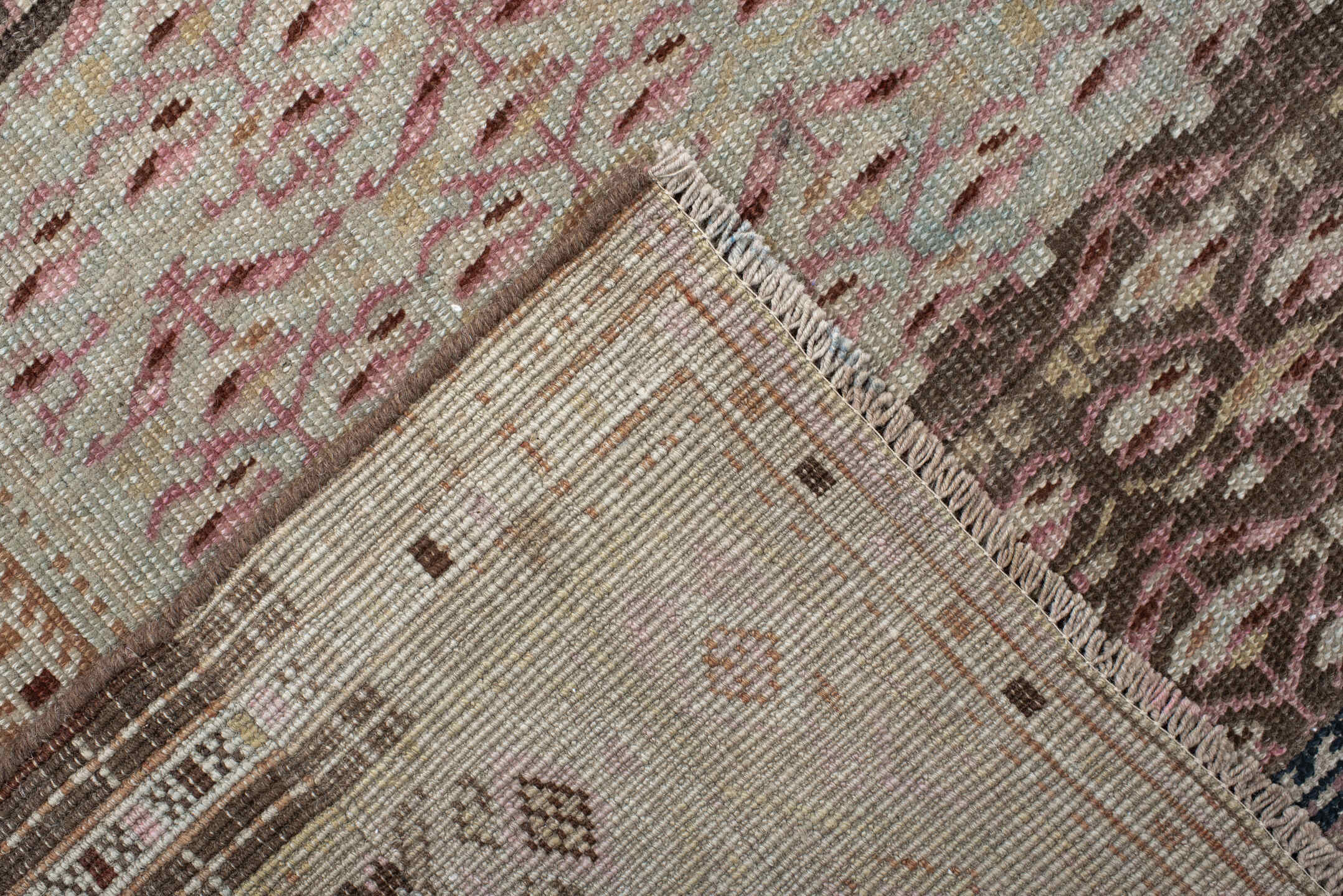 5' x 10' one-of-a-kind handmade antique NW Persian medium size rug. Color palette: ivory, brown, sky blue, taupe, rose, rust