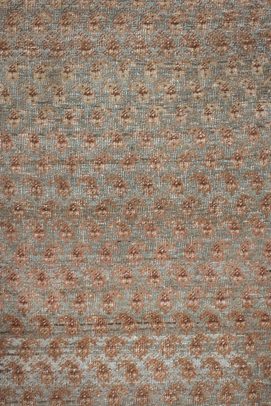 7' x 17' one-of-a-kind handmade vintage Bidjar rug. Color palette: taupe, dusty_rose, ivory, muted_blue, brown, charcoal
