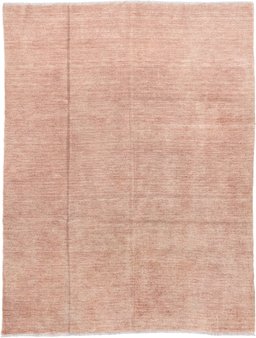 5' x 7' one-of-a-kind handmade vintage Gabbe rug. Color palette: blush, rose, ivory, taupe, pink, red, beige, gray