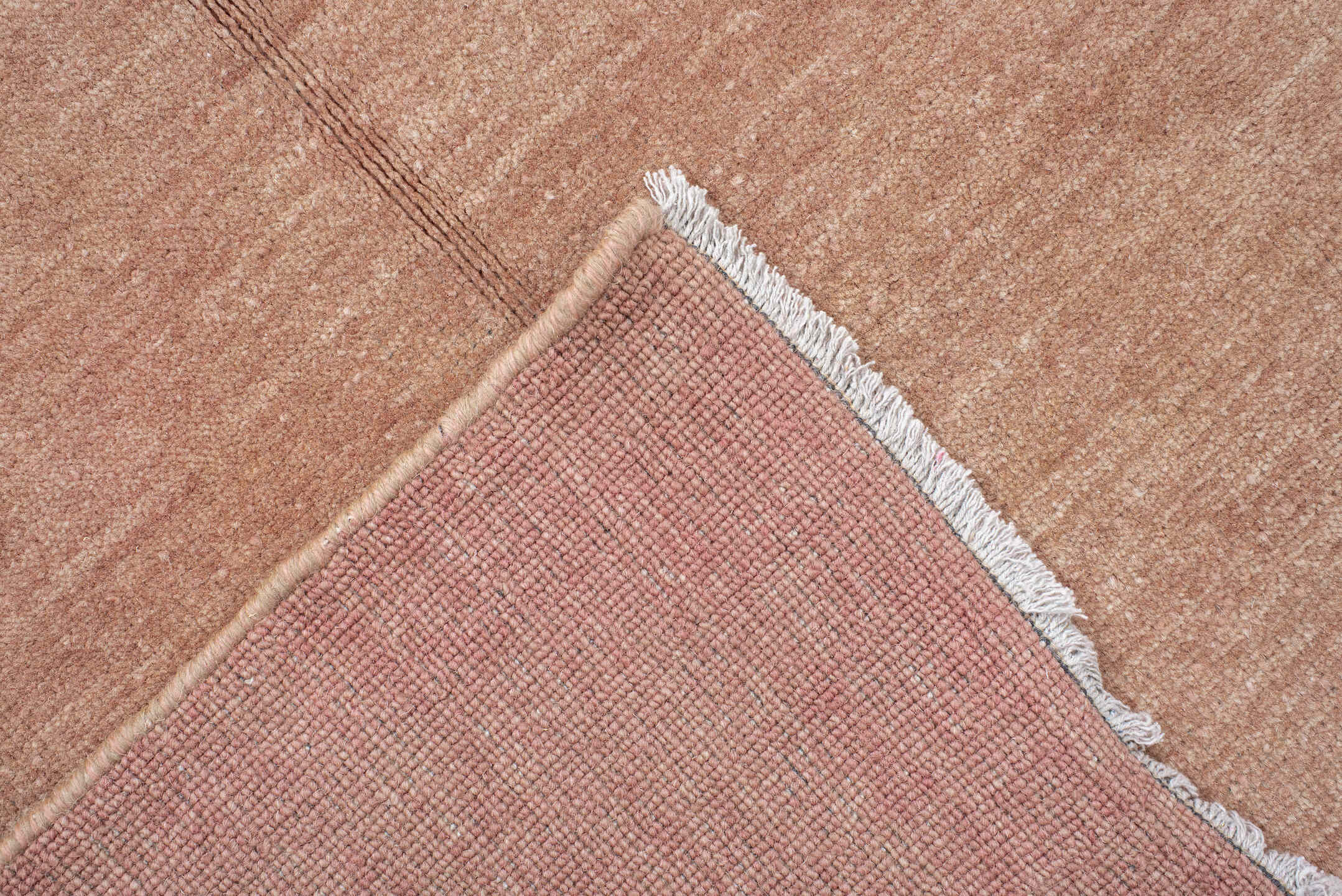 5' x 7' one-of-a-kind handmade vintage Gabbe rug. Color palette: blush, rose, ivory, taupe, pink, red, beige, gray