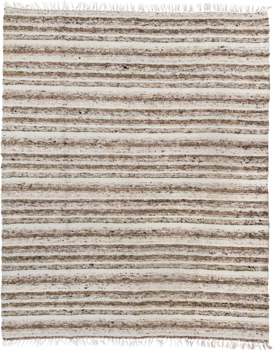 8' x 10' one-of-a-kind handmade vintage Kilim large size rug. Color palette: ivory, taupe, brown, sage, cream, charcoal