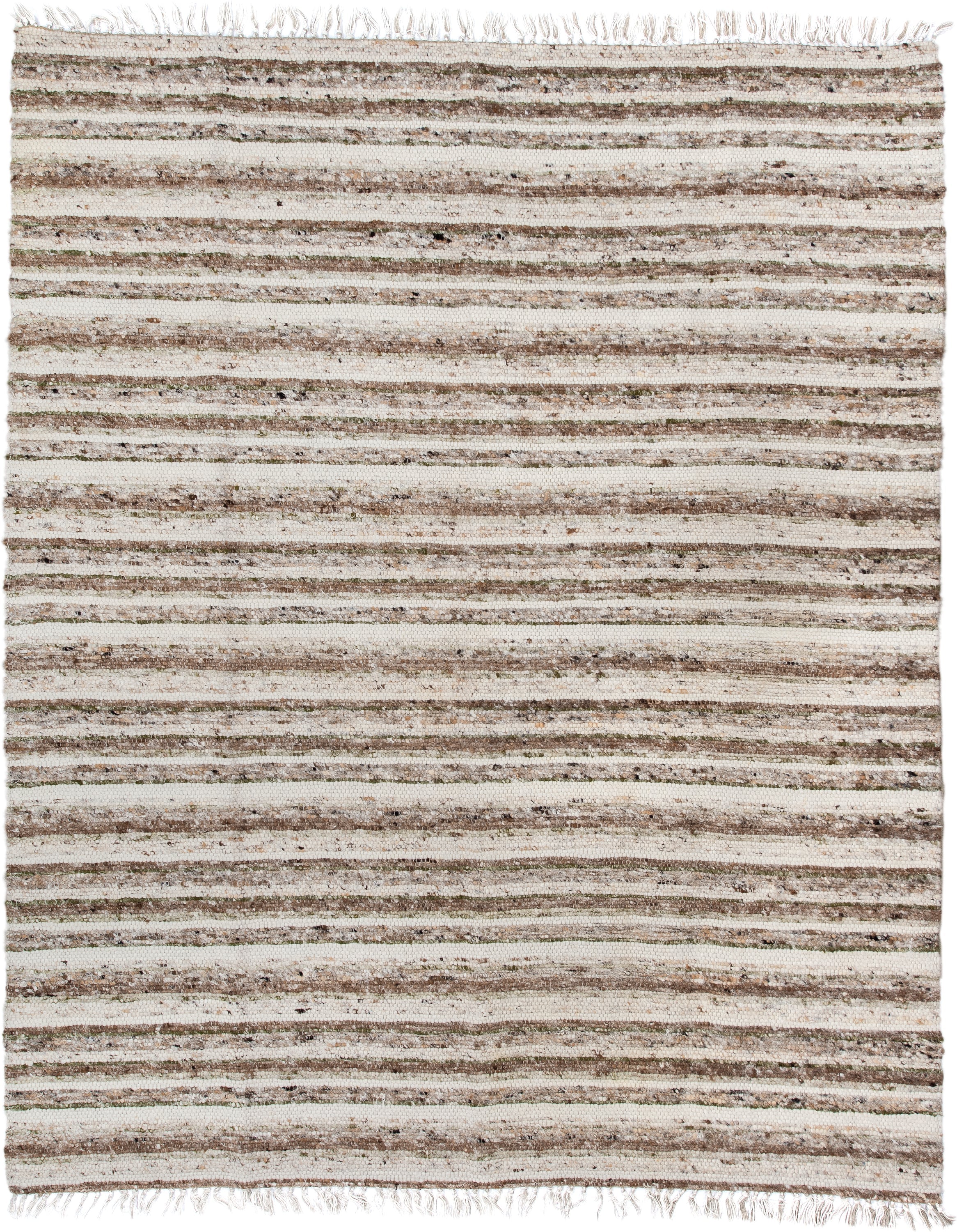 8' x 10' one-of-a-kind handmade vintage Kilim large size rug. Color palette: ivory, taupe, brown, sage, cream, charcoal