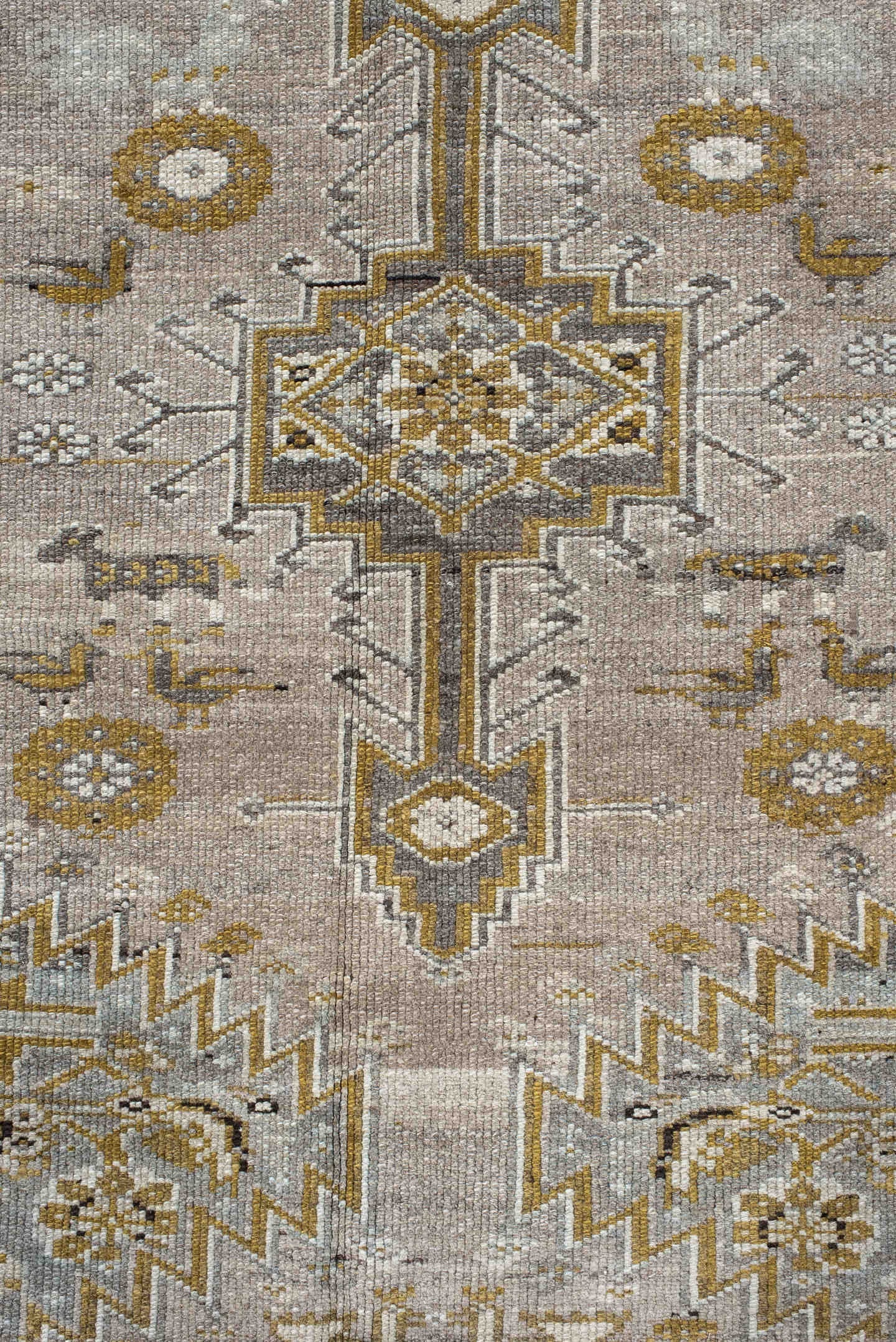 4' x 15' one-of-a-kind handmade vintage NW Persian runner rug. Color palette: ivory, taupe, camel, brown, slate, beige, gray