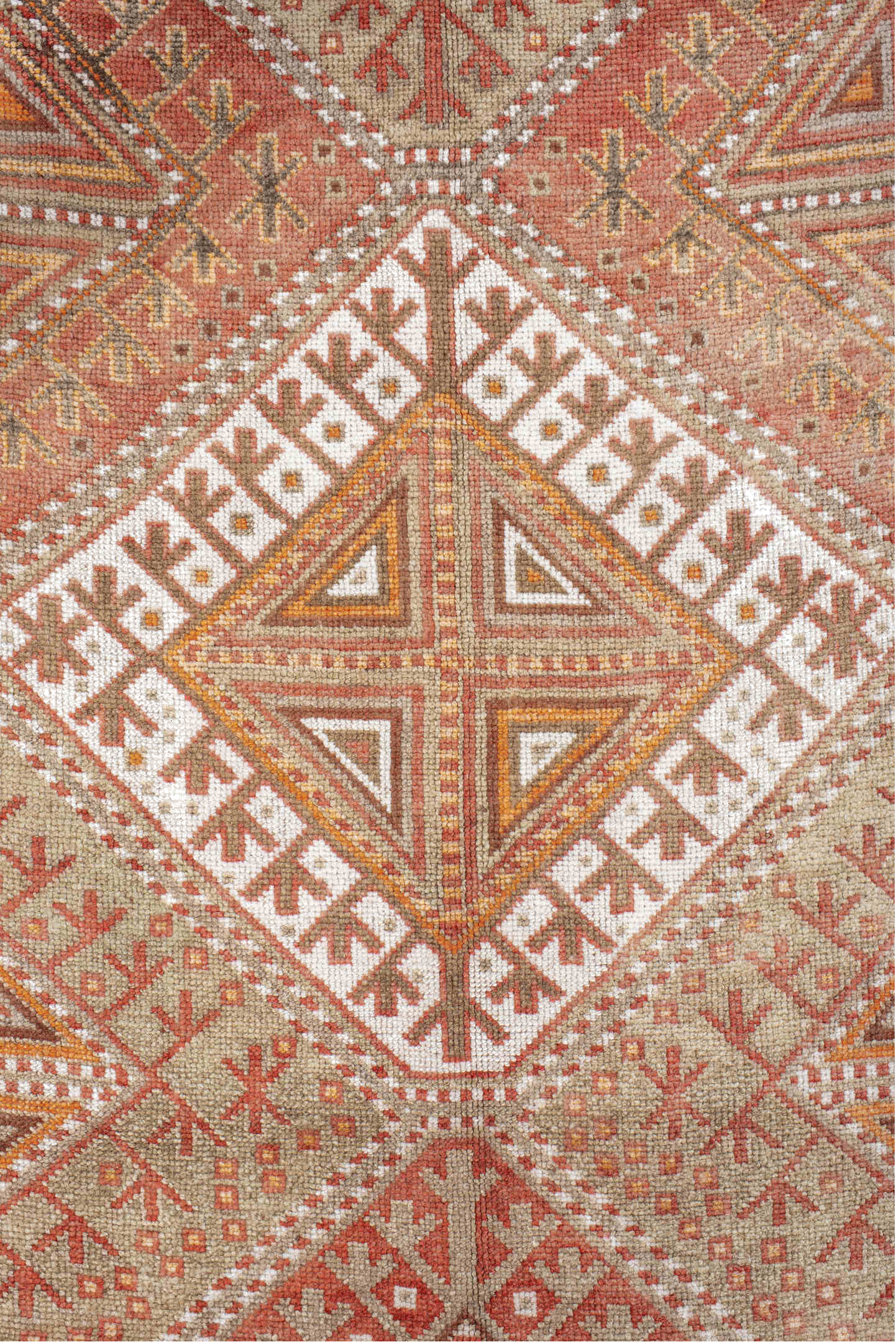 4' x 12' one-of-a-kind handmade vintage Anatolian runner rug. Color palette: brown, gray, light gray, off-white, orange