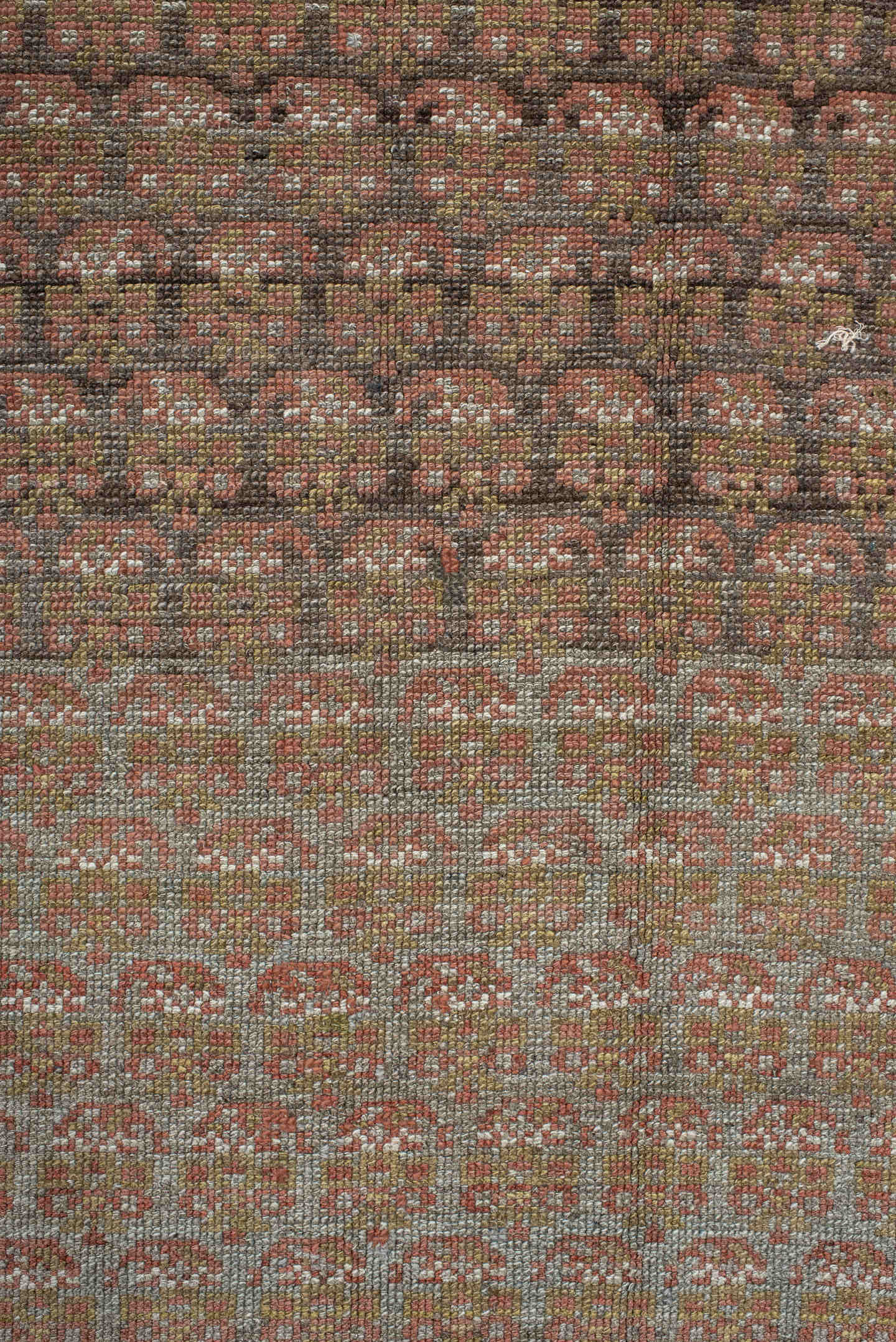 4' x 11' one-of-a-kind handmade vintage NW Persian runner rug. Color palette: taupe, camel, ivory, rust, brown, sage, beige