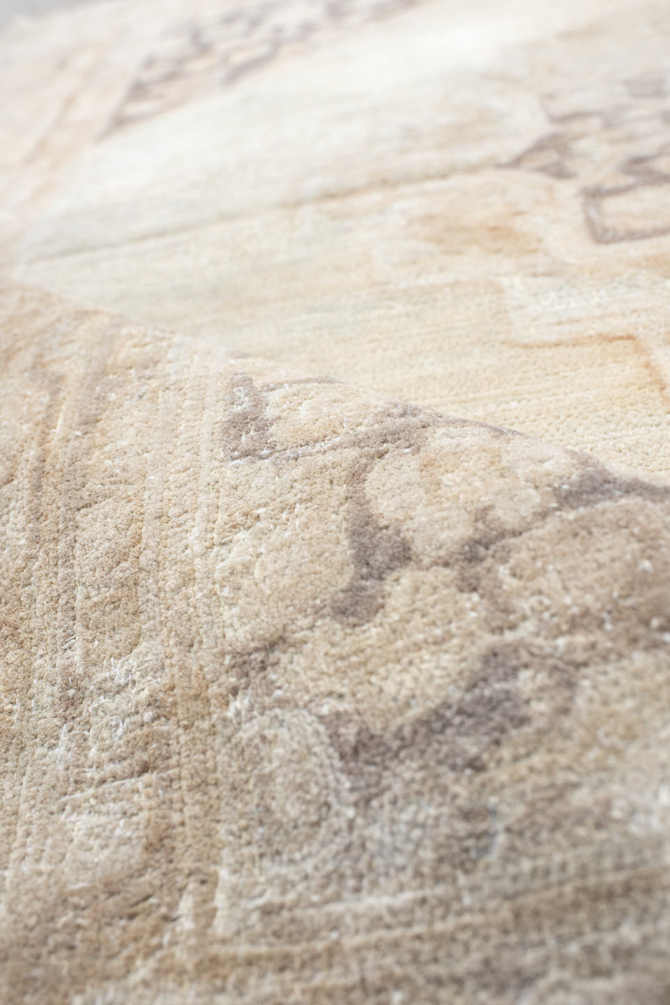 4' x 5' one-of-a-kind handmade antique Hooked small size rug. Color palette: ivory, beige, taupe, charcoal, cream, gray