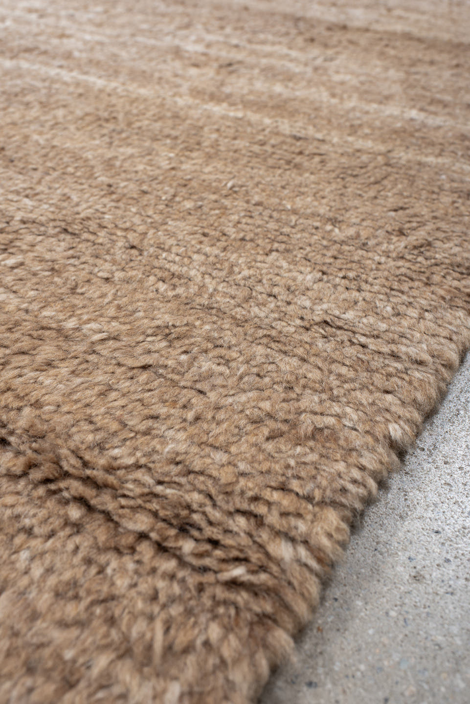 8' x 9' one-of-a-kind handmade vintage India rug. Color palette: tan, camel, taupe, beige, cream, gray, ivory