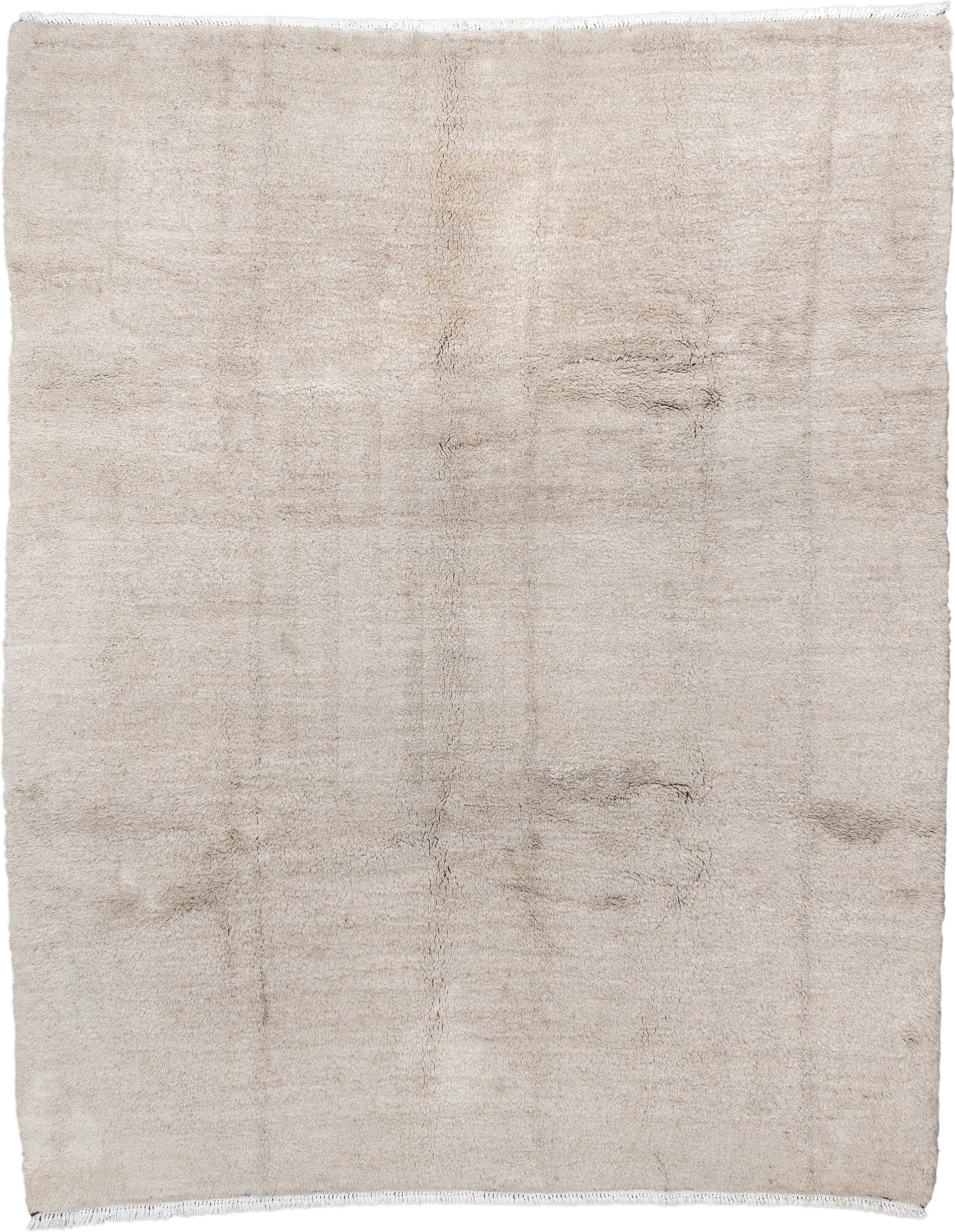 9' x 11' one-of-a-kind handmade vintage Ido large size rug. Color palette: ivory, cream, beige, taupe, charcoal, gray, black