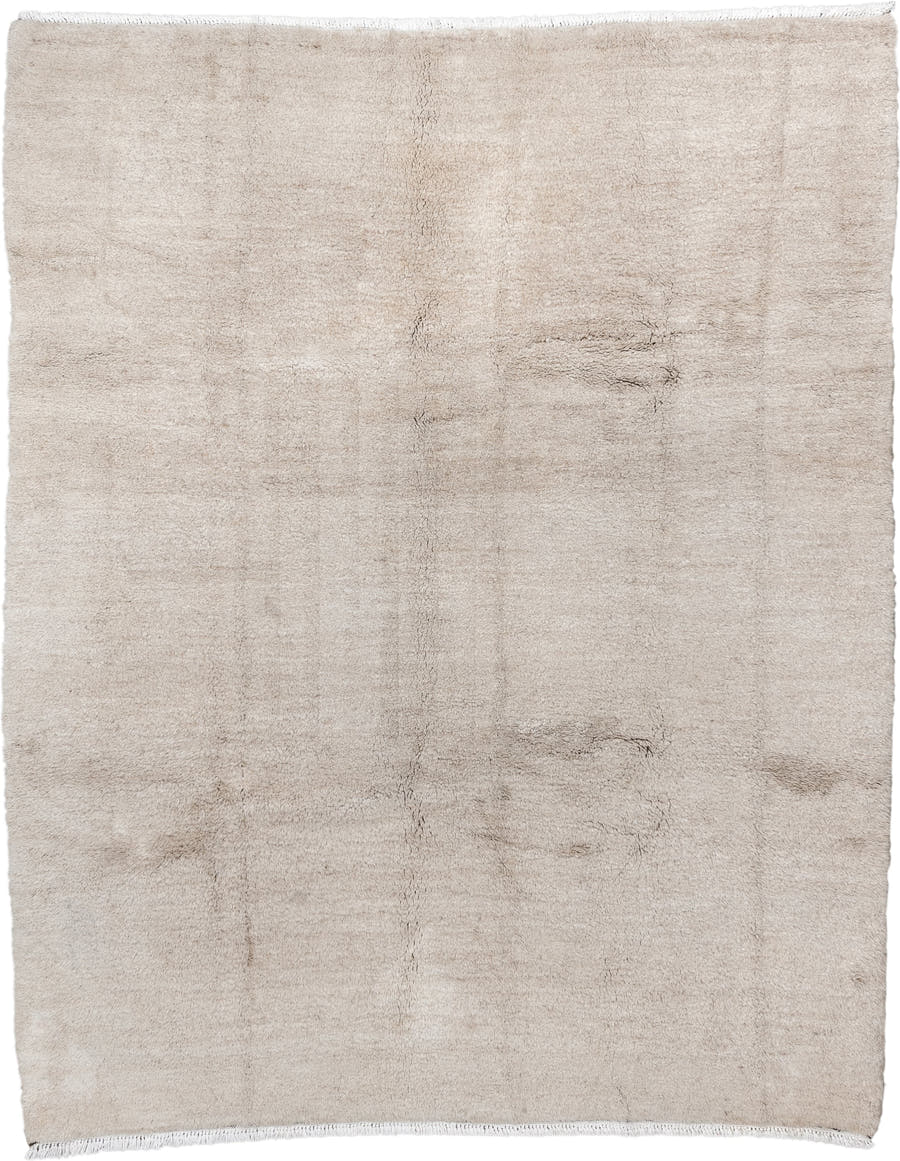9' x 11' one-of-a-kind handmade vintage Ido large size rug. Color palette: ivory, cream, beige, taupe, charcoal, gray, black