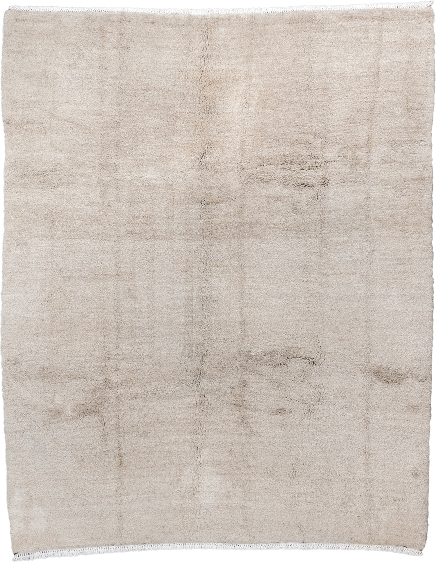 9' x 11' one-of-a-kind handmade vintage Ido large size rug. Color palette: ivory, cream, beige, taupe, charcoal, gray, black