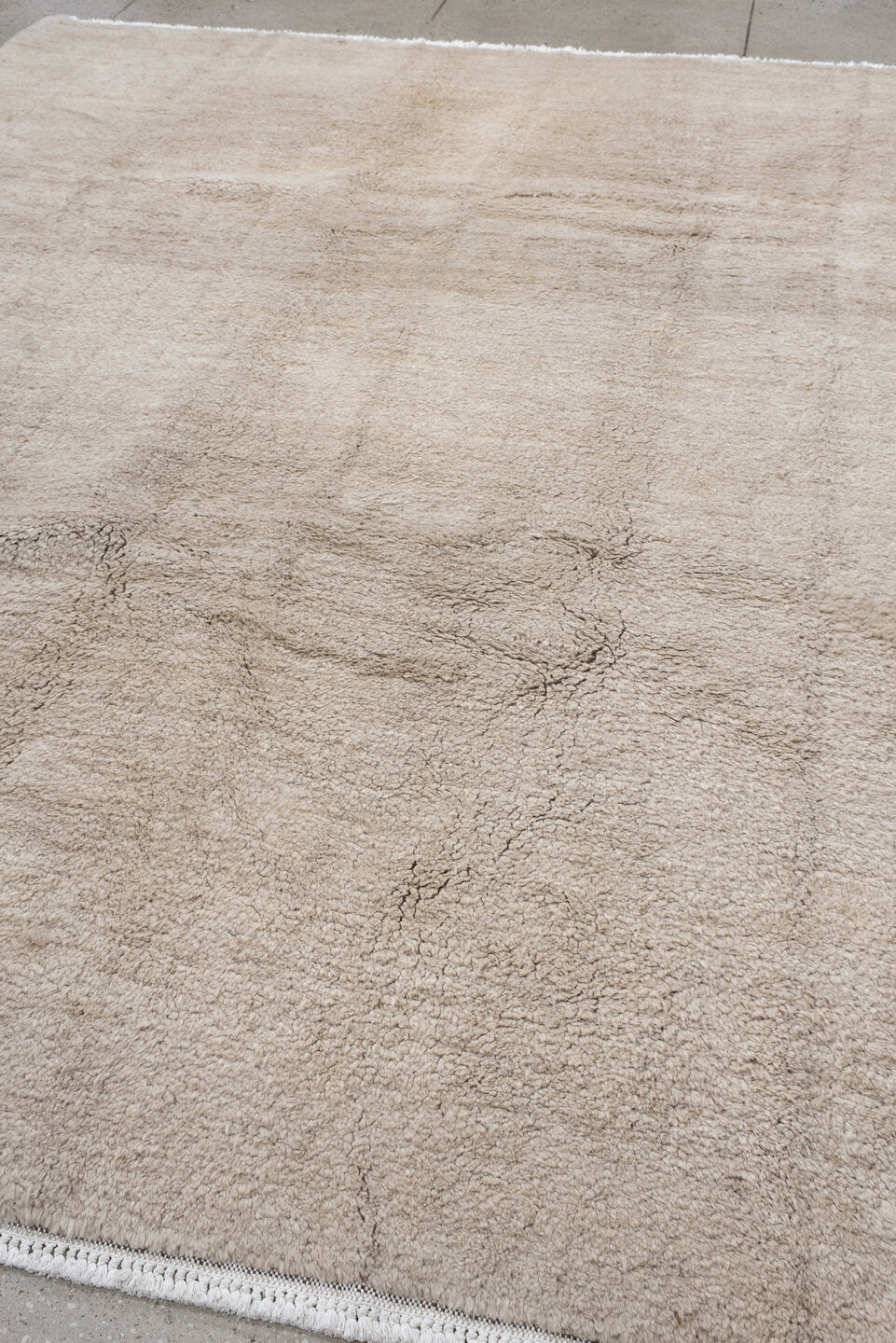 9' x 11' one-of-a-kind handmade vintage Ido large size rug. Color palette: ivory, cream, beige, taupe, charcoal, gray, black
