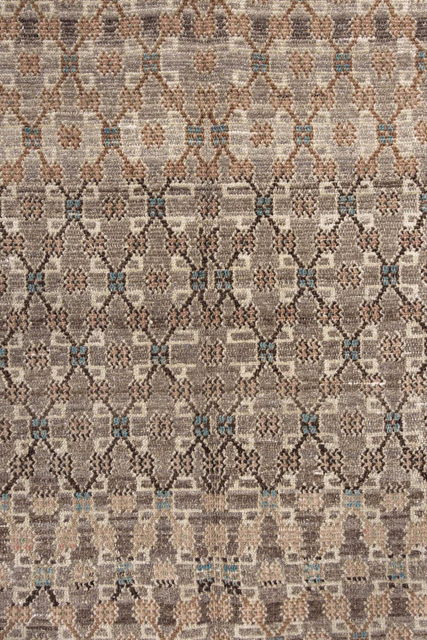 5' x 9' one-of-a-kind handmade antique Hamadan medium size rug. Color palette: taupe, ivory, brown, rose, sage, slate