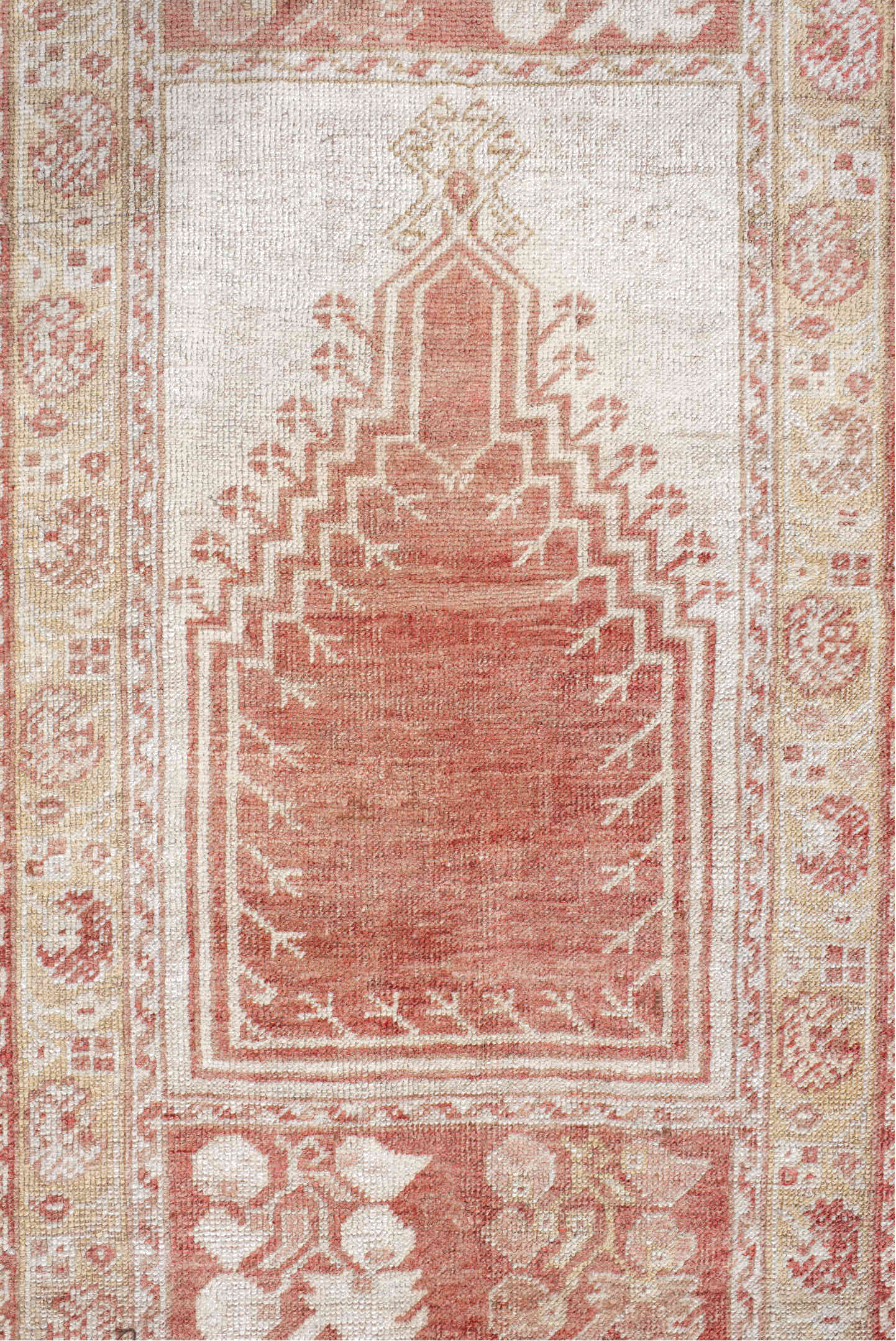 2' x 4' one-of-a-kind handmade vintage Anatolian small size rug. Color palette: brown, floral white, gray, light gray, linen