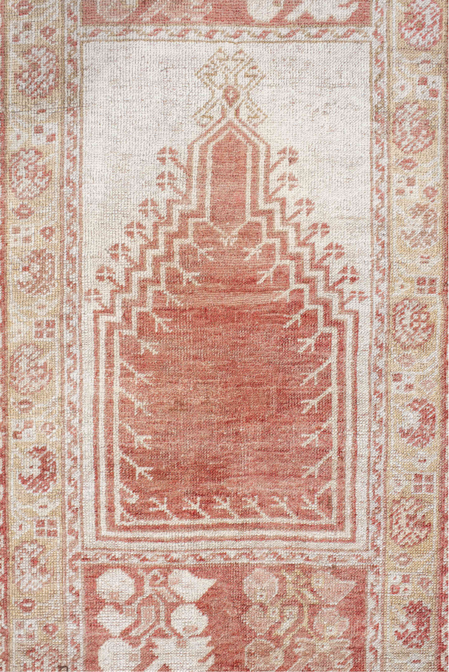 2' x 4' one-of-a-kind handmade vintage Anatolian small size rug. Color palette: brown, floral white, gray, light gray, linen