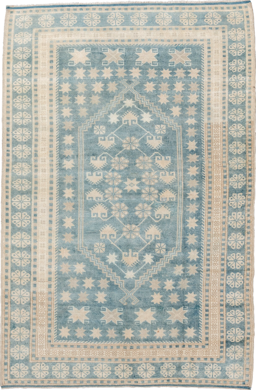 3' x 5' one-of-a-kind handmade vintage Ardebil small size rug. Color palette: antiquewhite, blue, brown, dim gray, gainsboro