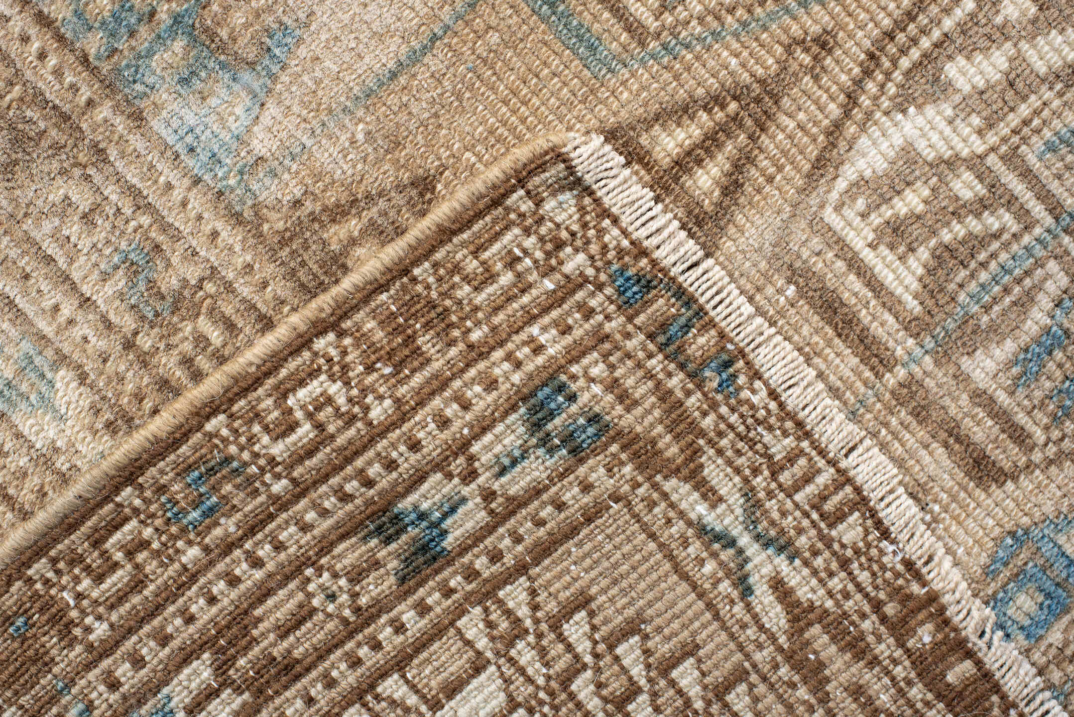 7' x 10' one-of-a-kind handmade antique Bokara large size rug. Color palette: ivory, taupe, camel, pale blue, brown, beige