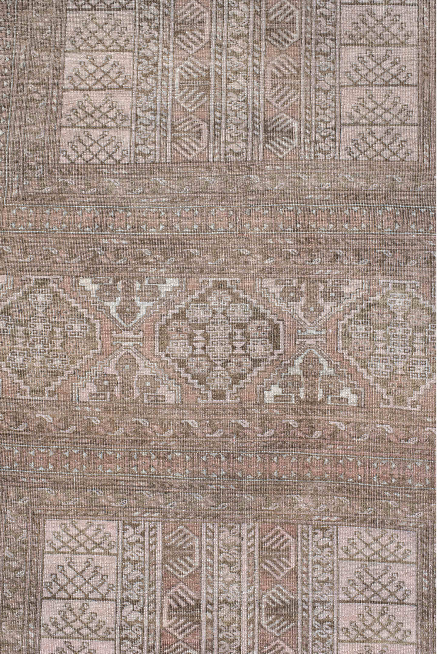 5' x 9' one-of-a-kind handmade vintage Afghan medium size rug. Color palette: brown, dark gray, gray, light gray, off-white