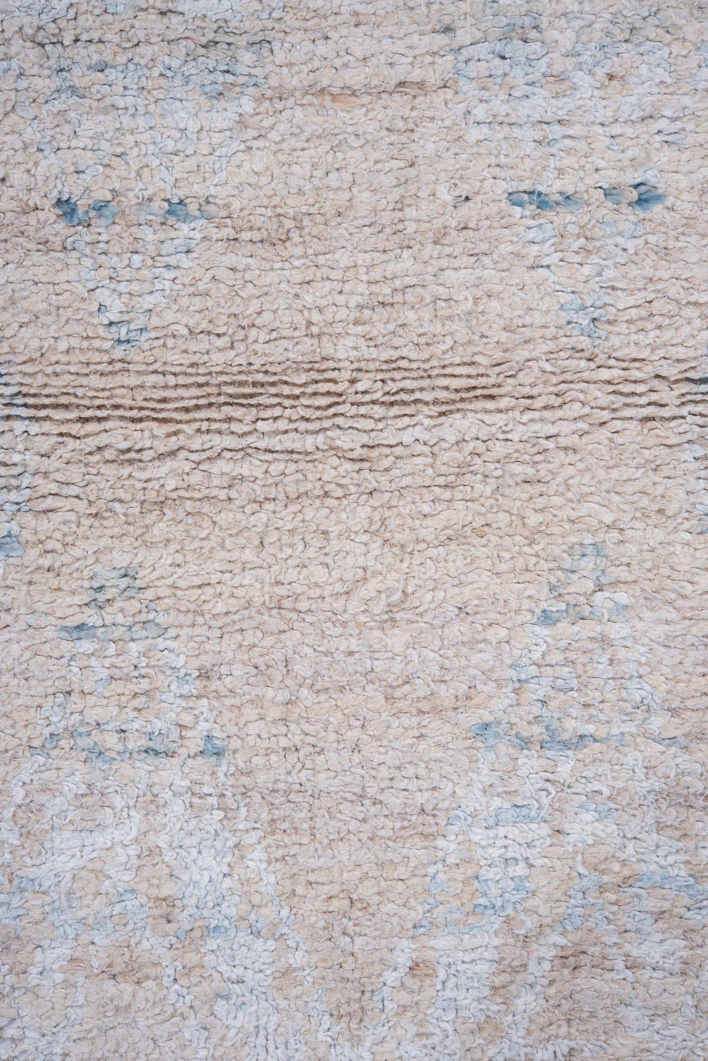 3' x 12' one-of-a-kind handmade vintage Kilim runner rug. Color palette: ivory, sky blue, beige, light blue