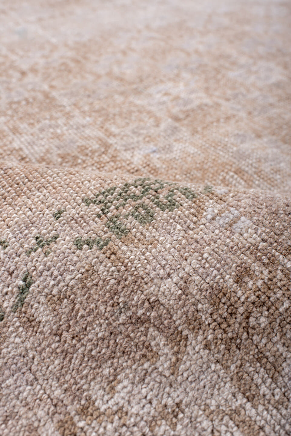 5' x 8' one-of-a-kind handmade vintage Anatolian medium size rug. Color palette: blush, ivory, taupe, beige, pale rose, sage