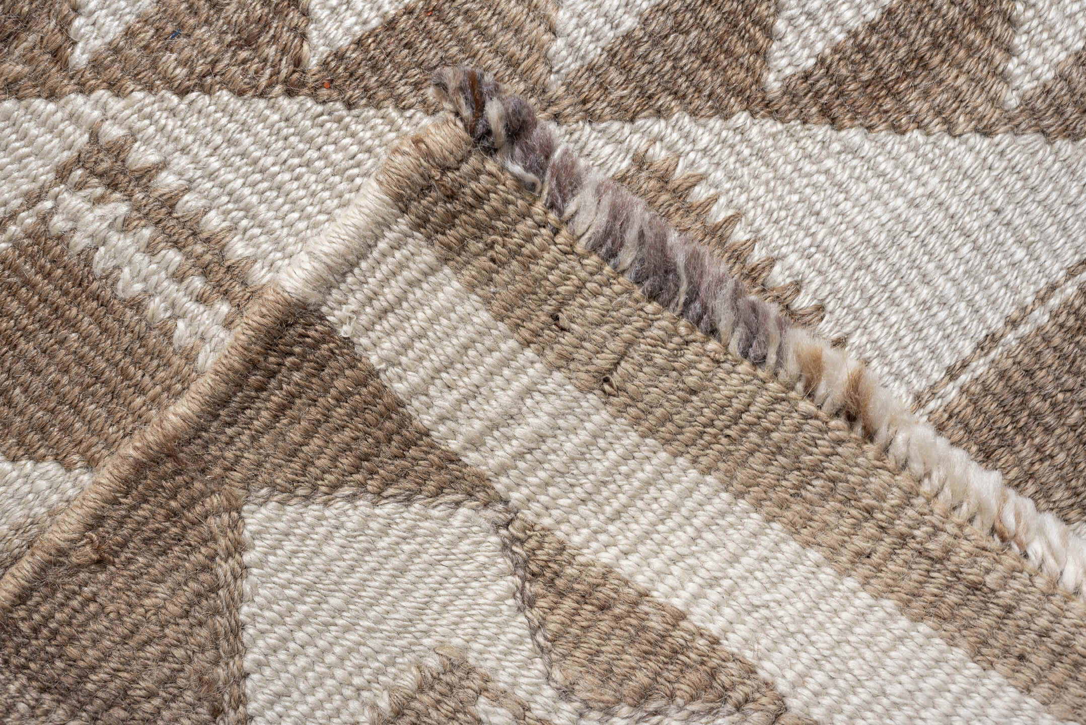 2' x 10' one-of-a-kind handmade antique Kilim runner rug. Color palette: ivory, taupe, beige, sand, gray