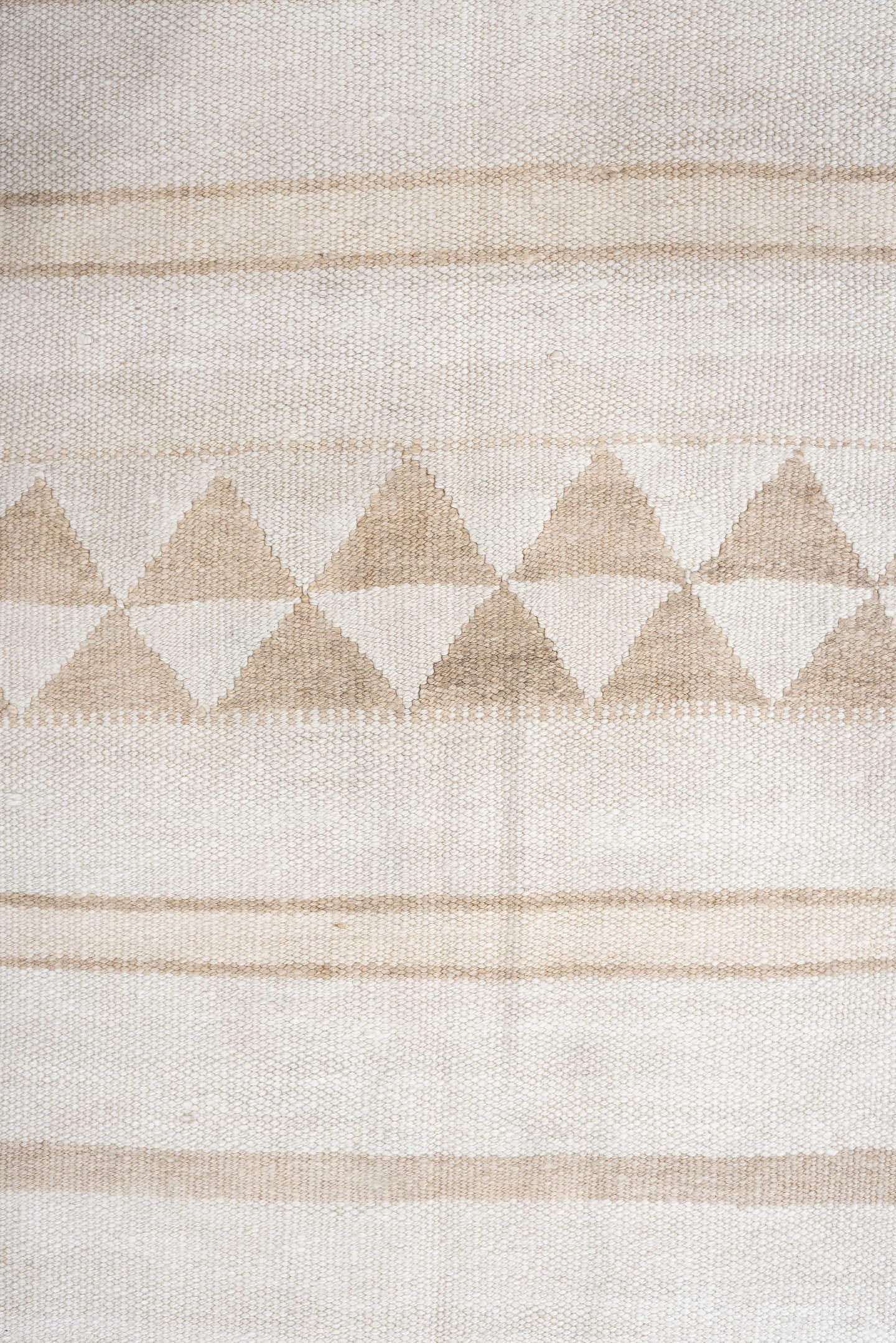 3' x 13' one-of-a-kind handmade antique Kilim runner rug. Color palette: ivory, sand, taupe, cream, beige, gray