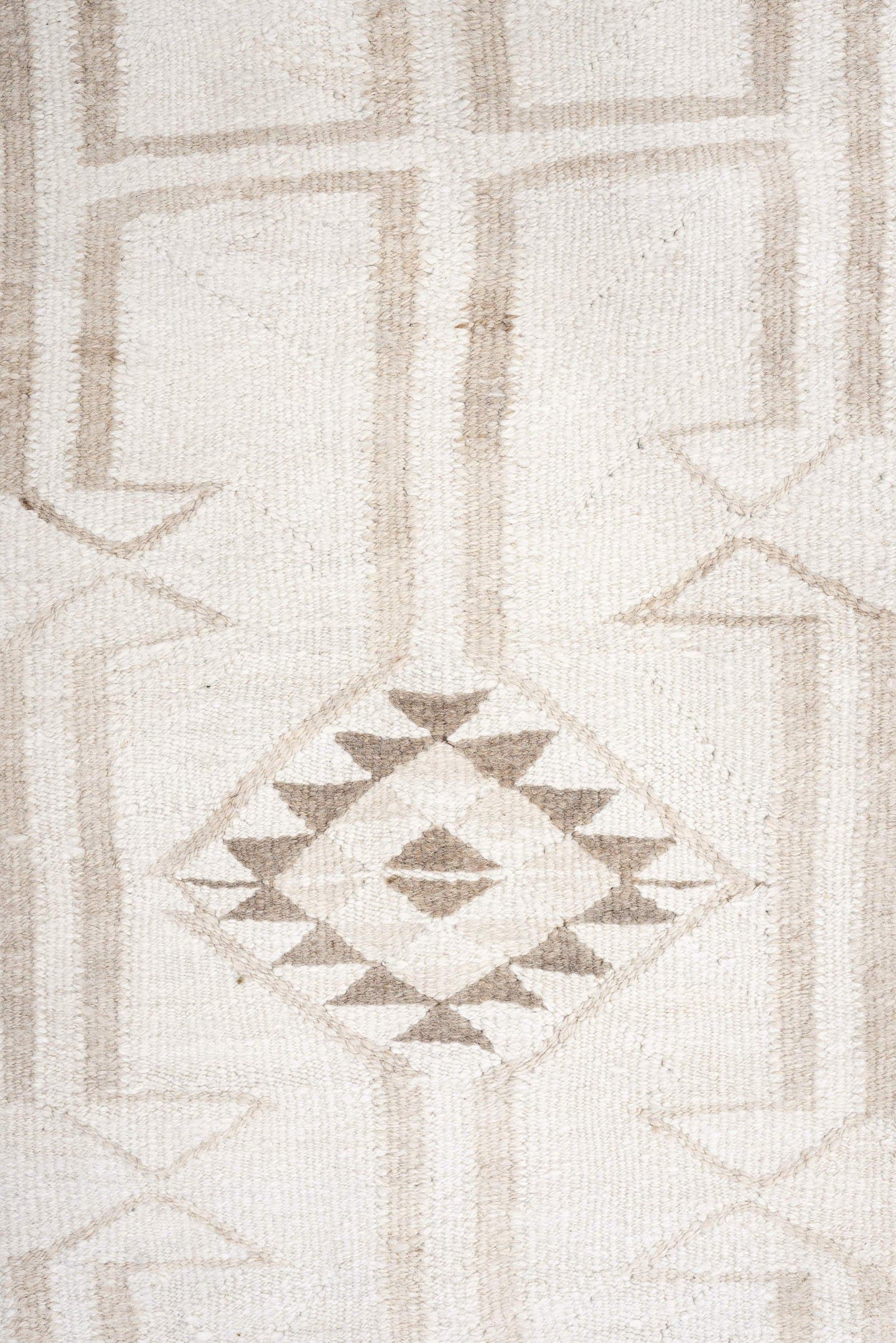 2' x 10' one-of-a-kind handmade antique Kilim runner rug. Color palette: ivory, taupe, beige, sand, gray