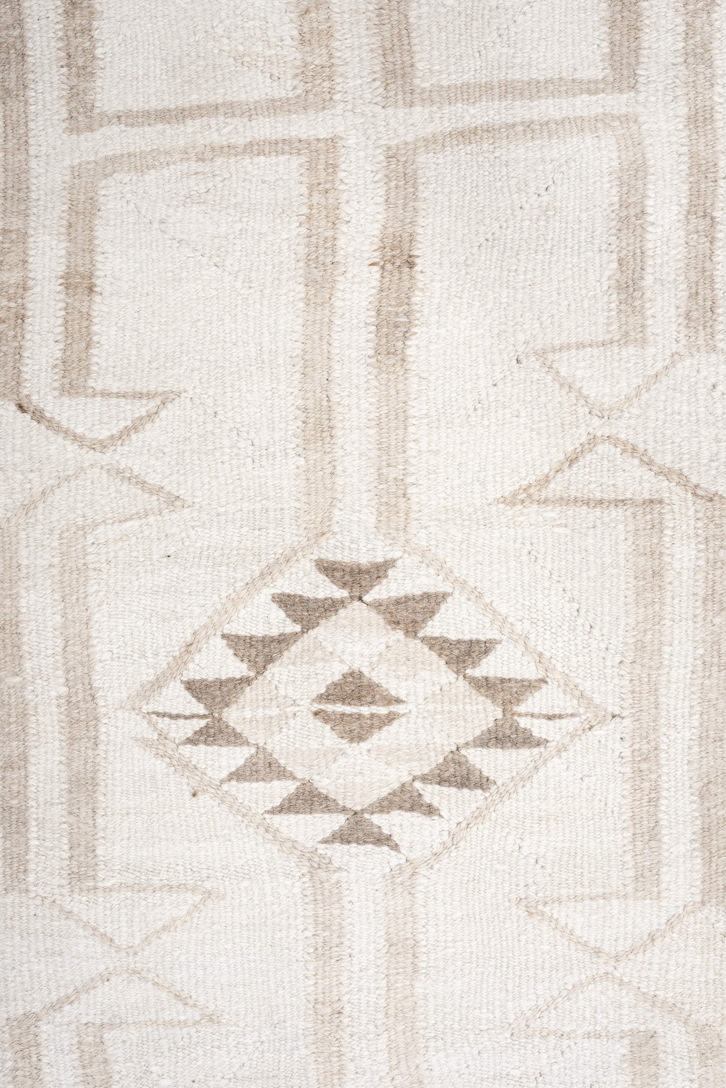 2' x 10' one-of-a-kind handmade antique Kilim runner rug. Color palette: ivory, taupe, beige, sand, gray