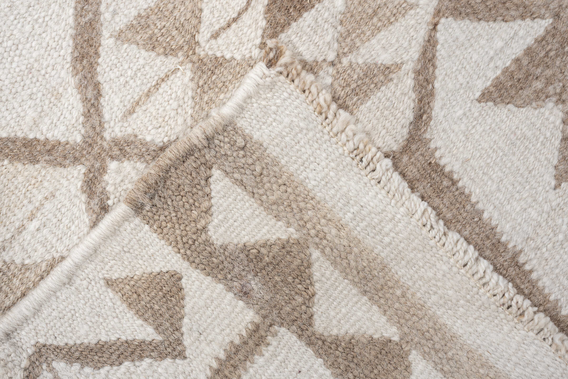 2' x 11' one-of-a-kind handmade antique Kilim runner rug. Color palette: ivory, taupe, beige, sand, gray