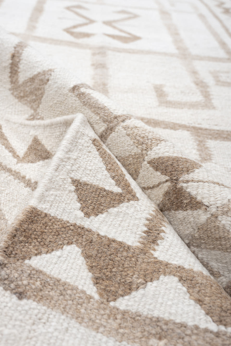 2' x 11' one-of-a-kind handmade antique Kilim runner rug. Color palette: ivory, taupe, beige, sand, gray