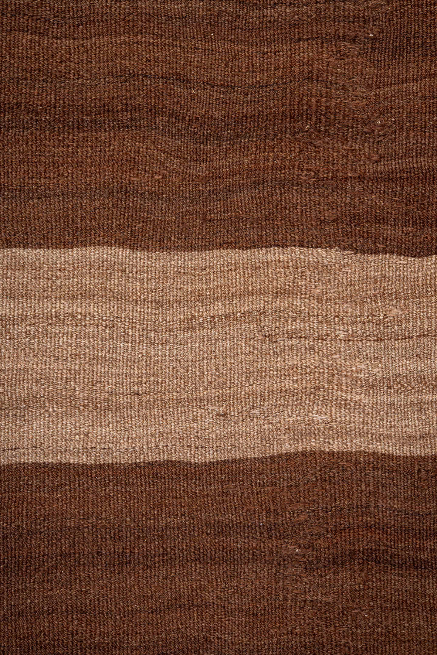 8' x 9' one-of-a-kind handmade vintage Kilim rug. Color palette: brown, camel, taupe, beige, chestnut, gray, red