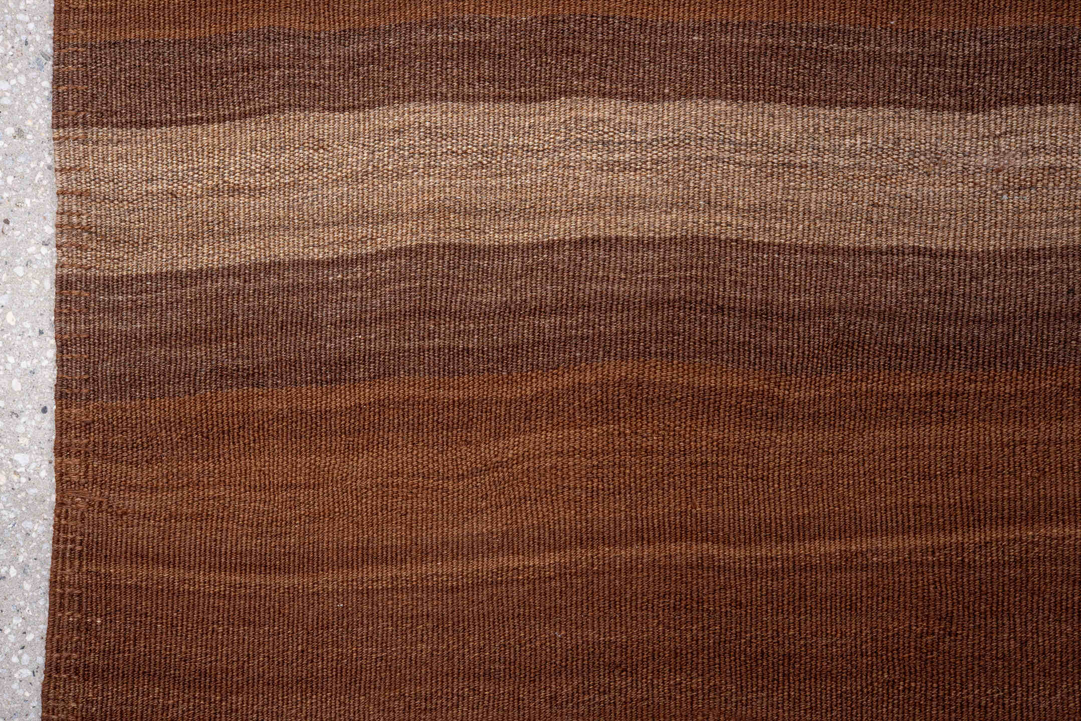 8' x 9' one-of-a-kind handmade vintage Kilim rug. Color palette: brown, camel, taupe, beige, chestnut, gray, red
