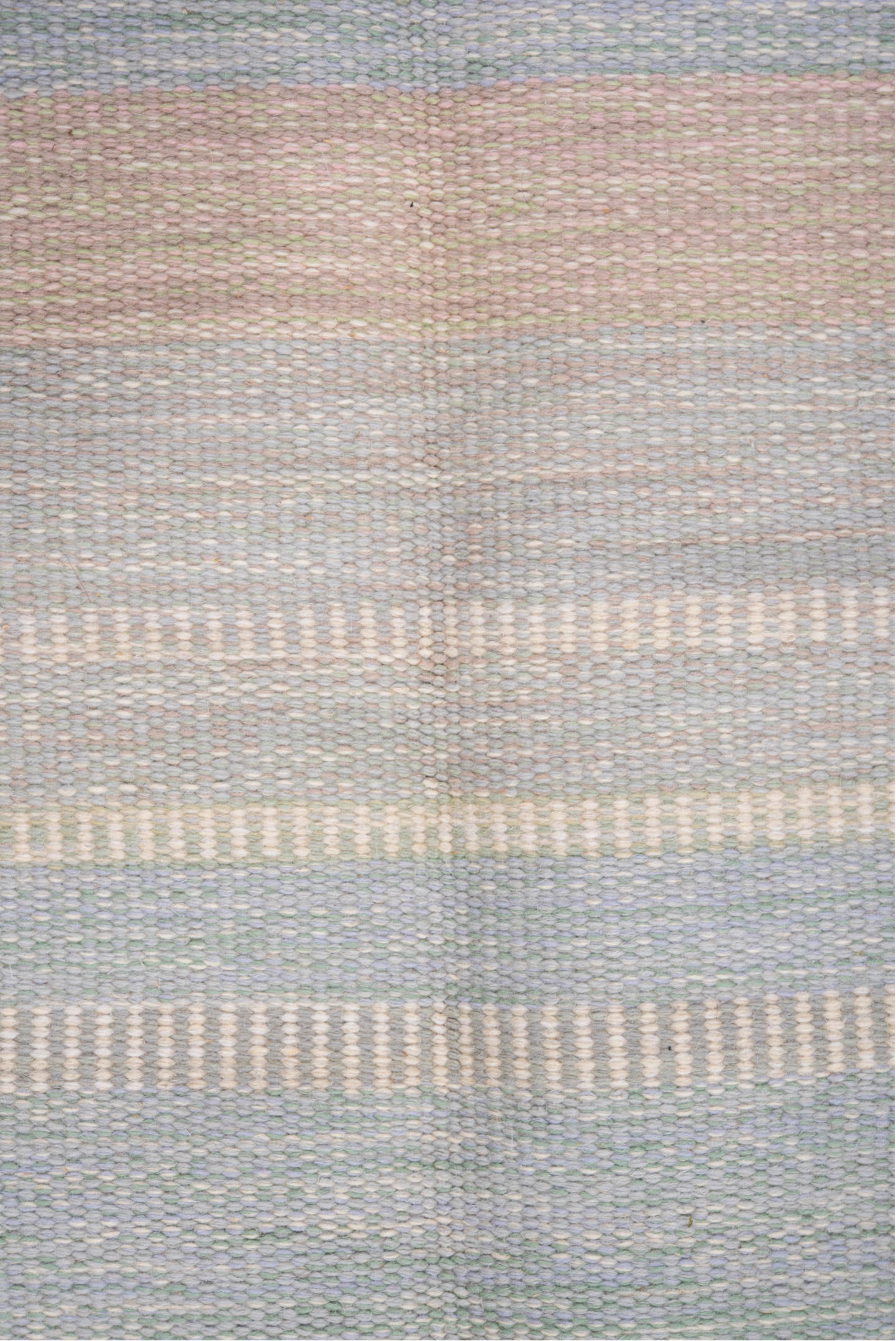 5' x 7' one-of-a-kind handmade antique Rollaken rug. Color palette: pale blue, seafoam, blush, ivory, sage, teal