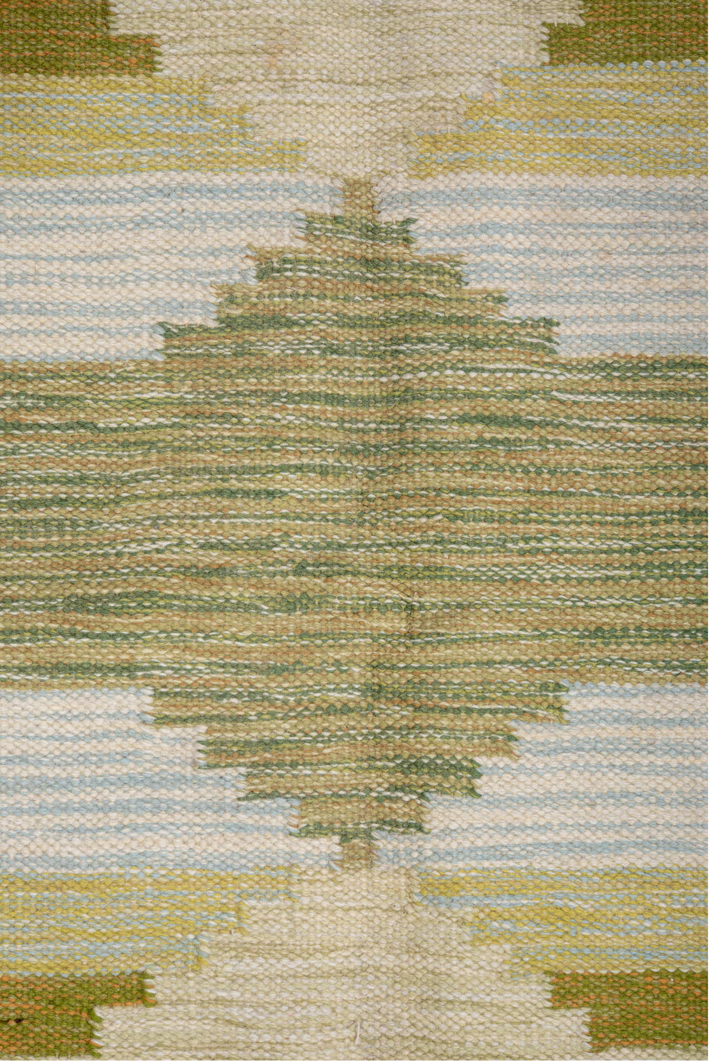 5' x 7' one-of-a-kind handmade antique Rollaken rug. Color palette: olive, ivory, pale_blue, butter_yellow, sage, taupe