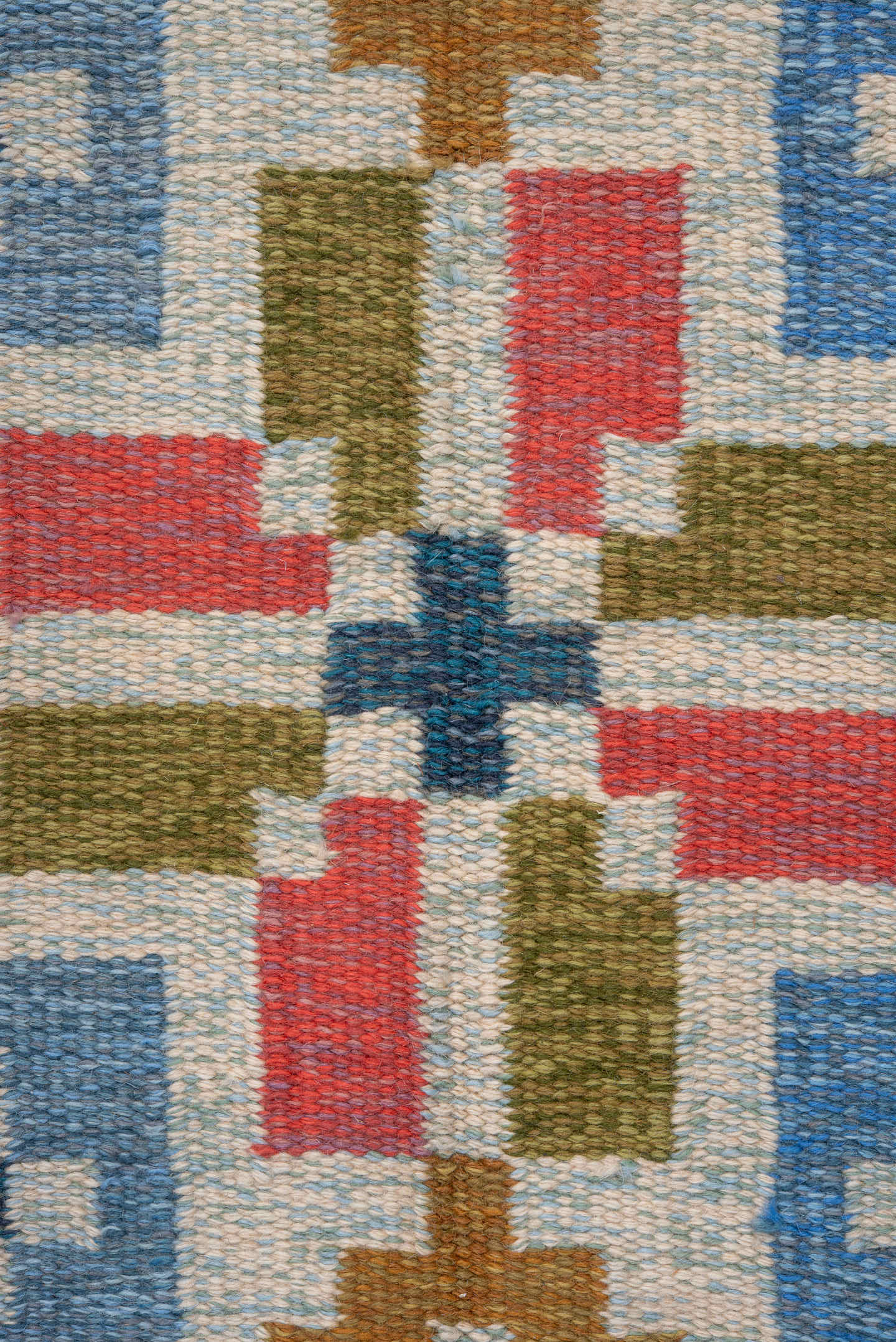 5' x 8' one-of-a-kind handmade antique Rollaken medium size rug. Color palette: light blue, slate blue, ivory, gold, olive