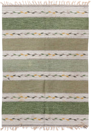 5' x 7' one-of-a-kind handmade antique Rollaken rug. Color palette: olive, ivory, sage, taupe, gold, gray, green, beige