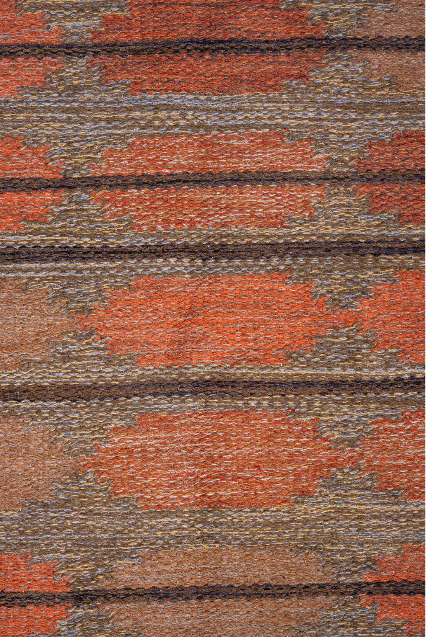 5' x 8' one-of-a-kind handmade antique Rollaken medium size rug. Color palette: taupe, coral, rust, brown, camel, terracotta