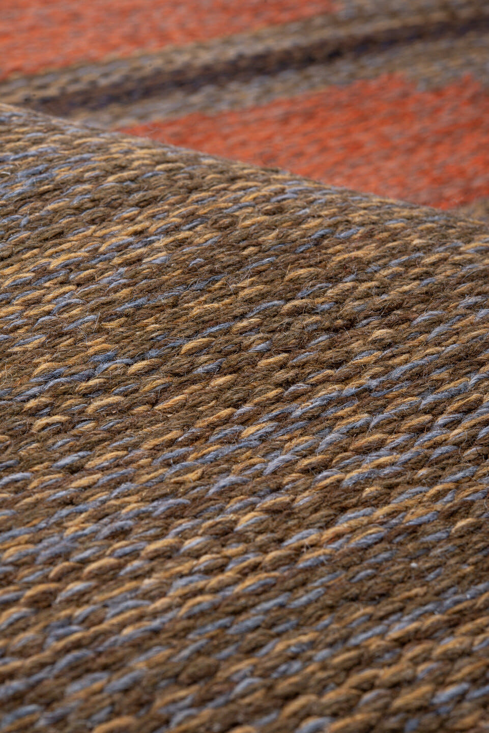 5' x 8' one-of-a-kind handmade antique Rollaken medium size rug. Color palette: taupe, coral, rust, brown, camel, terracotta